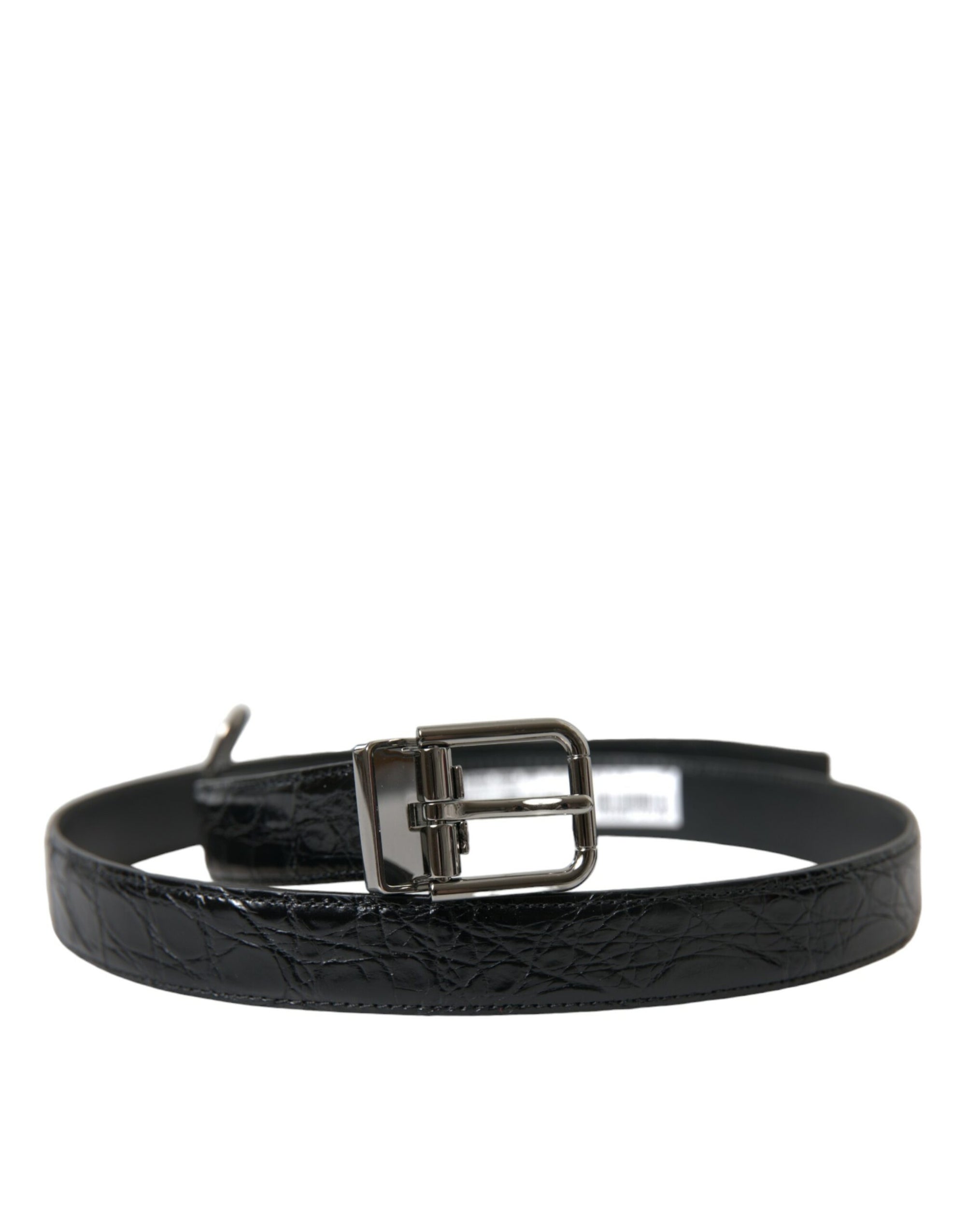 Dolce & Gabbana Black Leather Silver Metal Buckle Belt - Maison Luxe