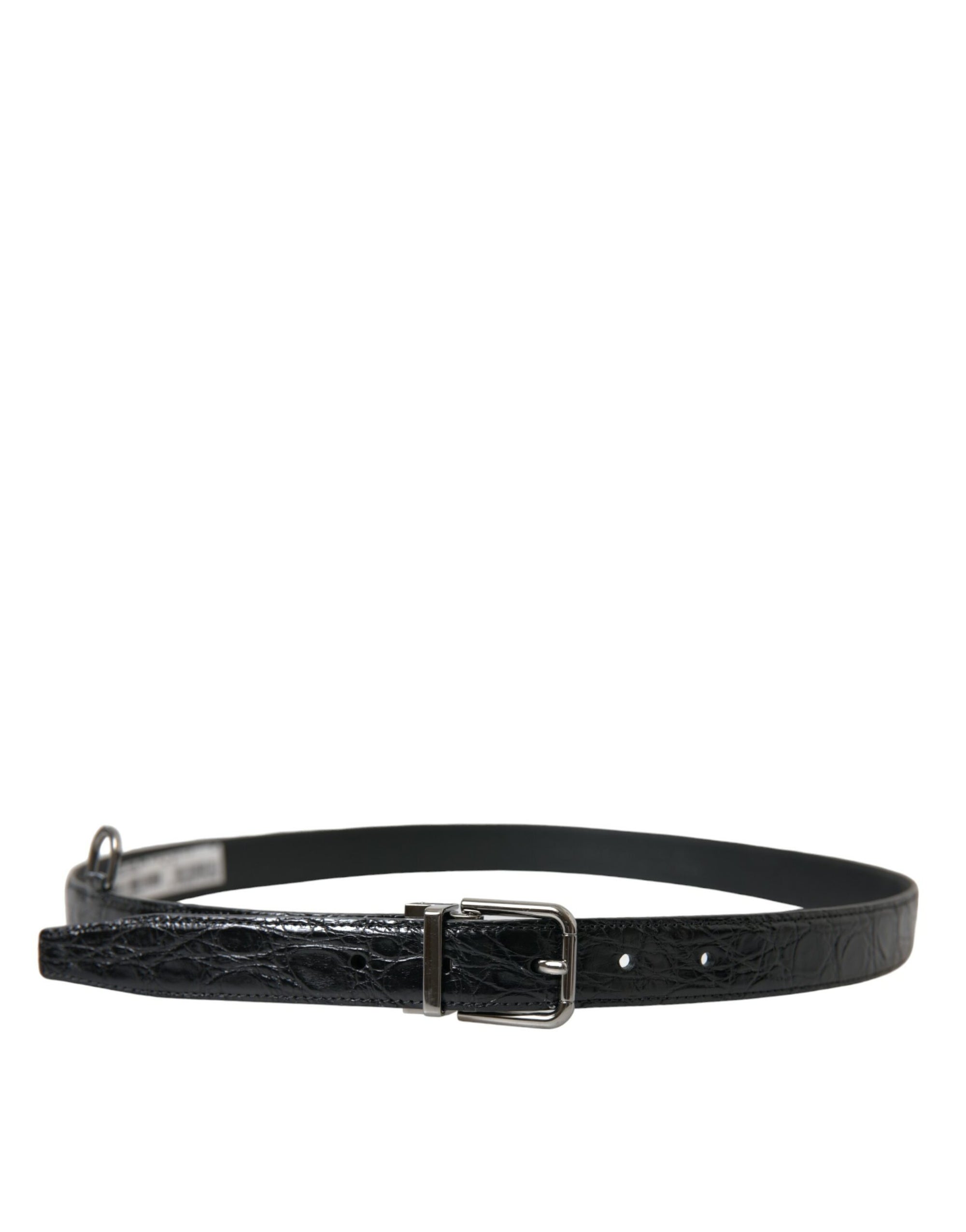 Dolce & Gabbana Black Leather Silver Metal Buckle Belt - Maison Luxe
