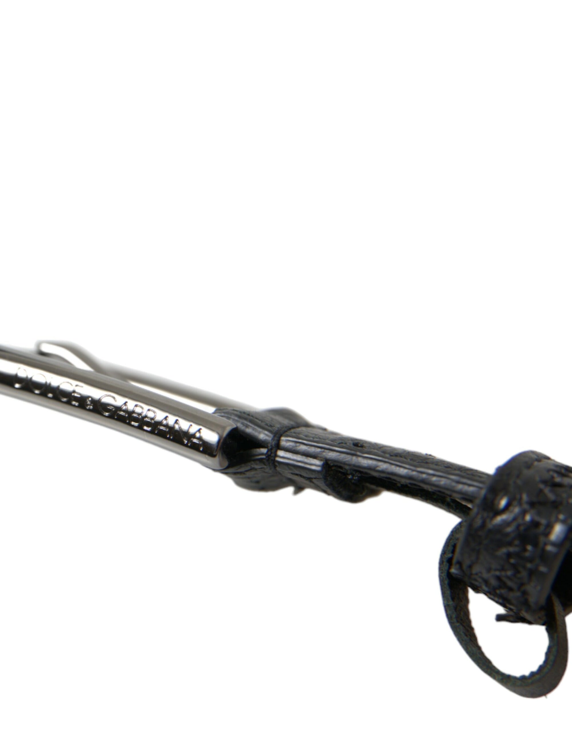 Dolce & Gabbana Black Exotic Leather Silver Metal Buckle Belt - Maison Luxe