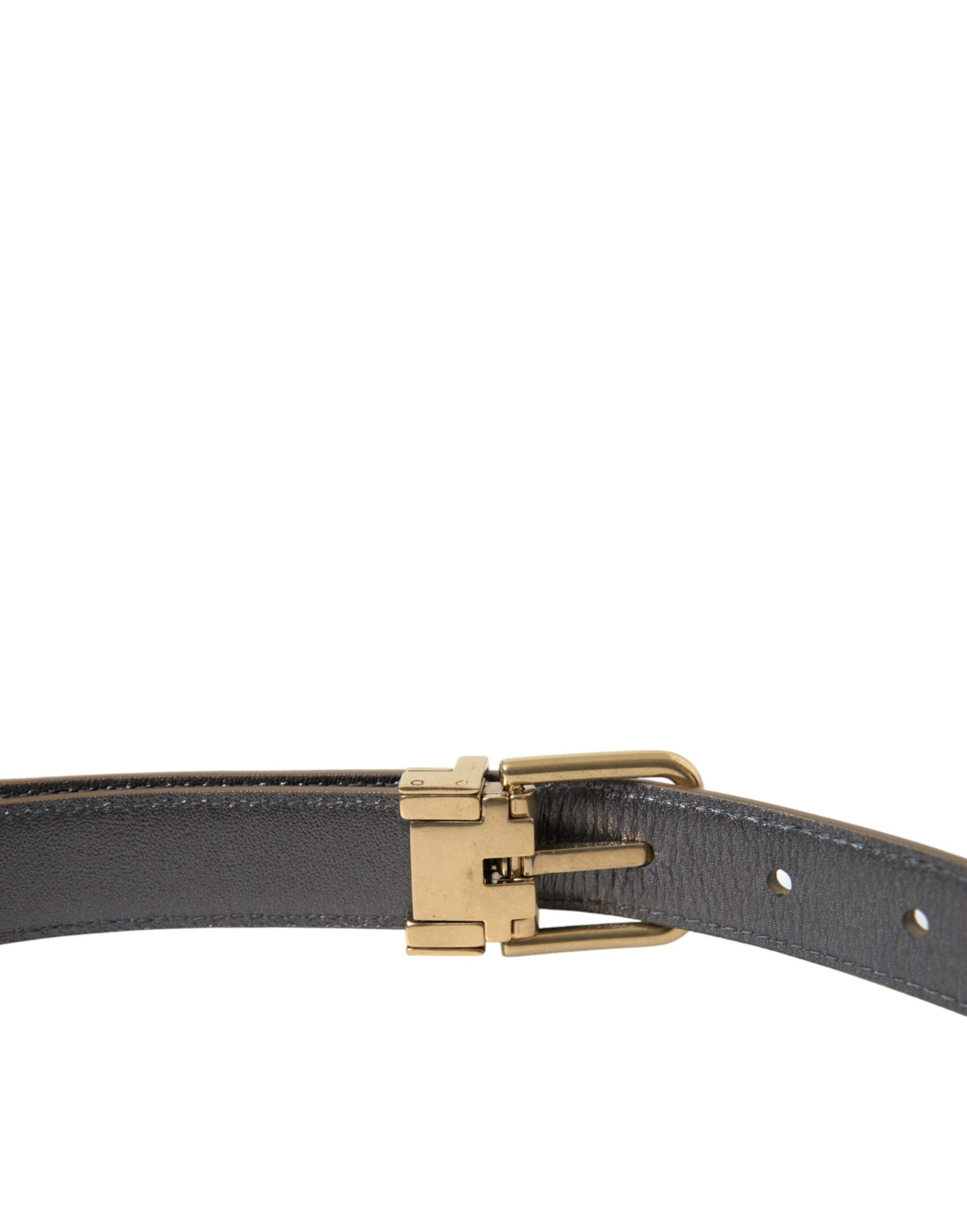 Dolce & Gabbana Metallic Gold Calf Leather Metal Buckle Belt - Maison Luxe