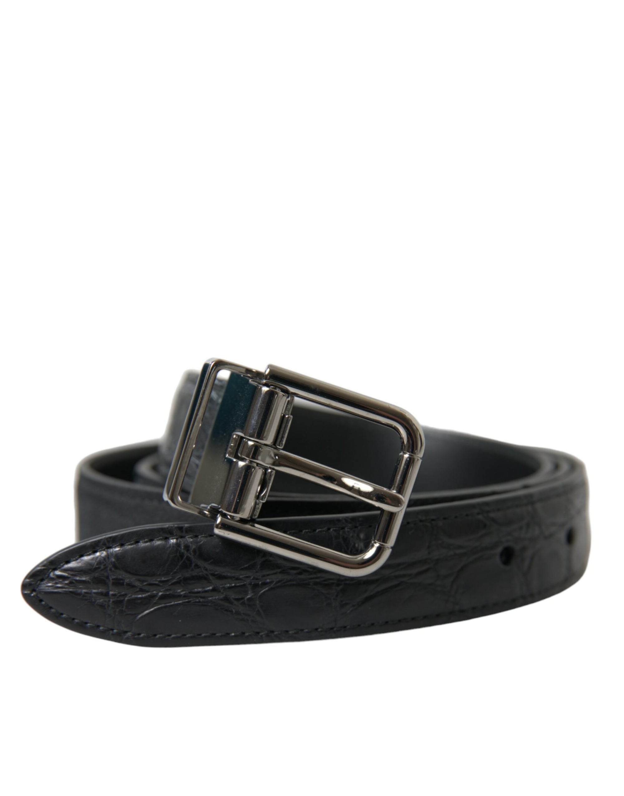 Dolce & Gabbana Black Leather Silver Metal Buckle Belt - Maison Luxe