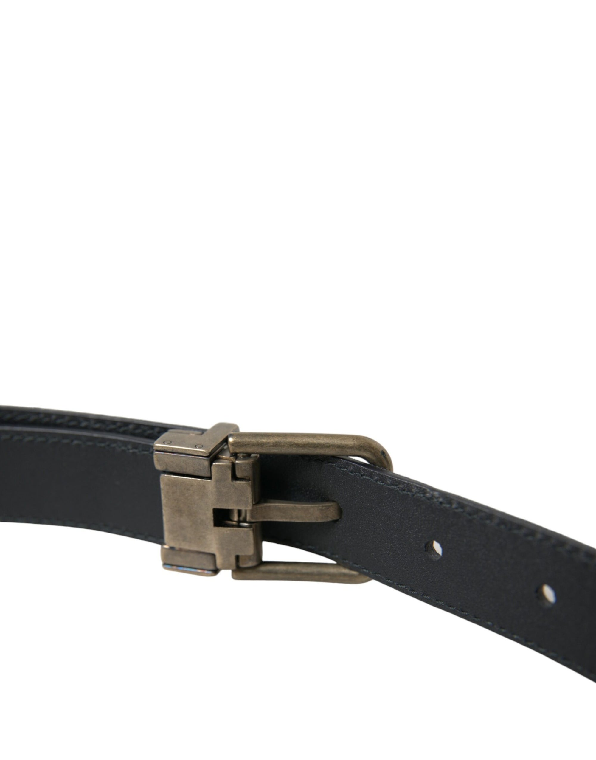 Dolce & Gabbana Blue Suede Leather Gold Metal Buckle Belt - Maison Luxe