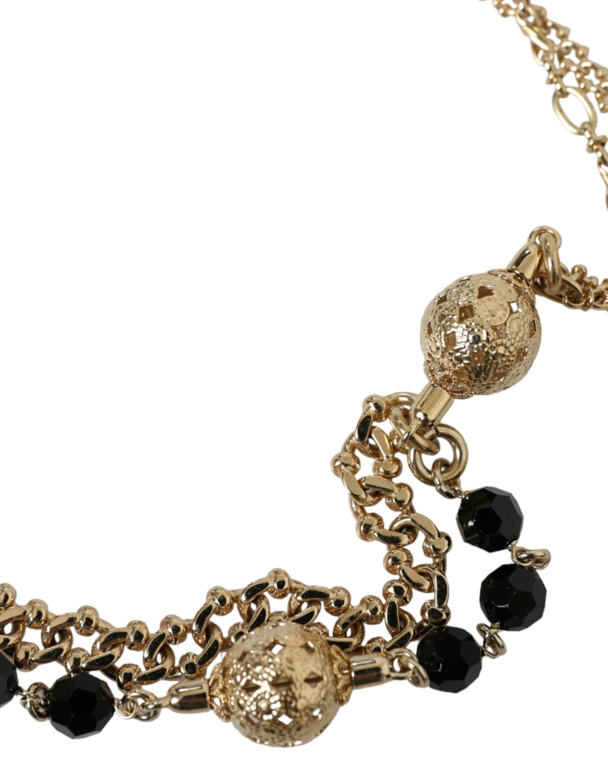 Dolce & Gabbana Black Suede Gold Chain Crystal Waist Belt - Maison Luxe