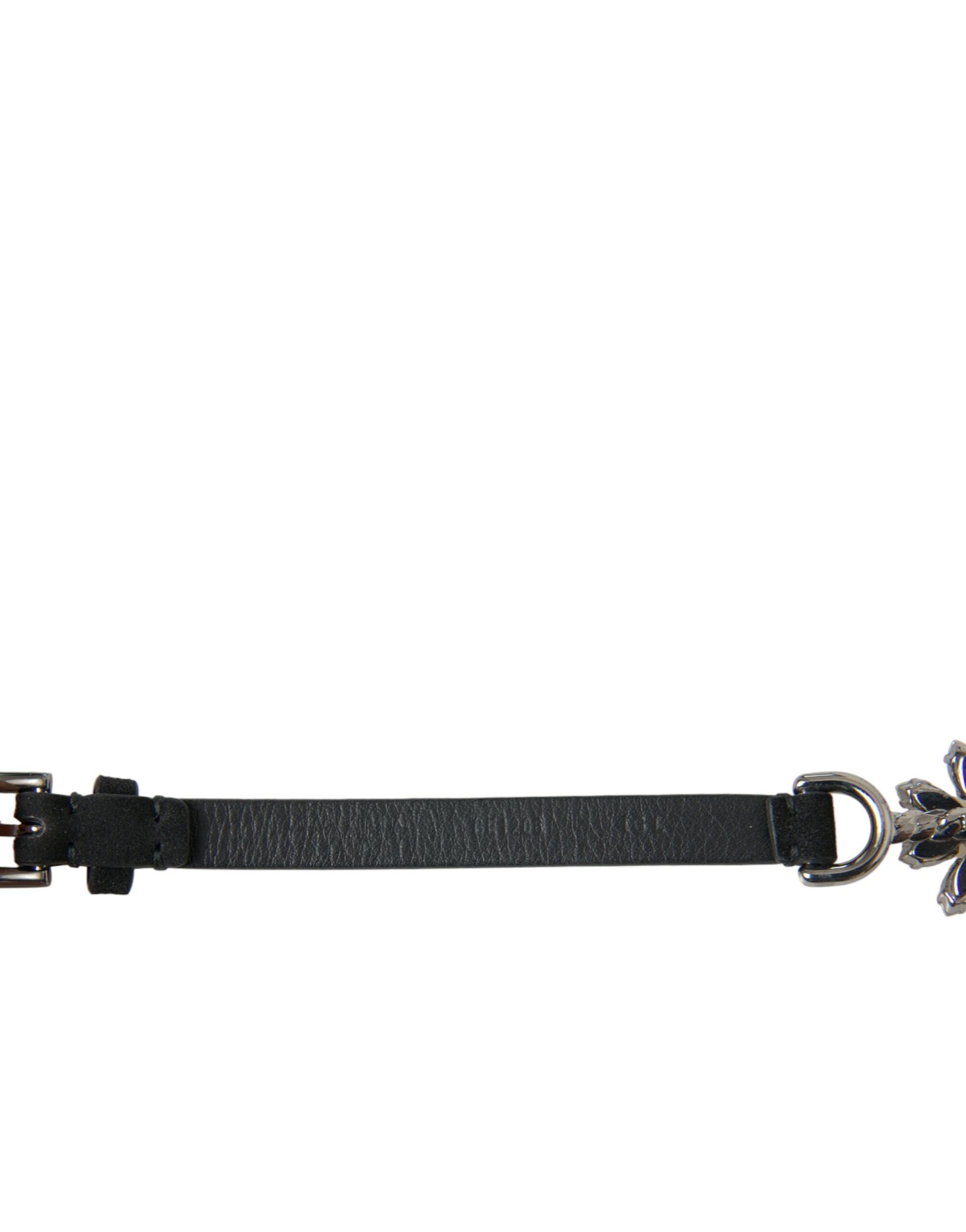 Dolce & Gabbana Black Daisy Crystal Dauphine Waist Belt - Maison Luxe