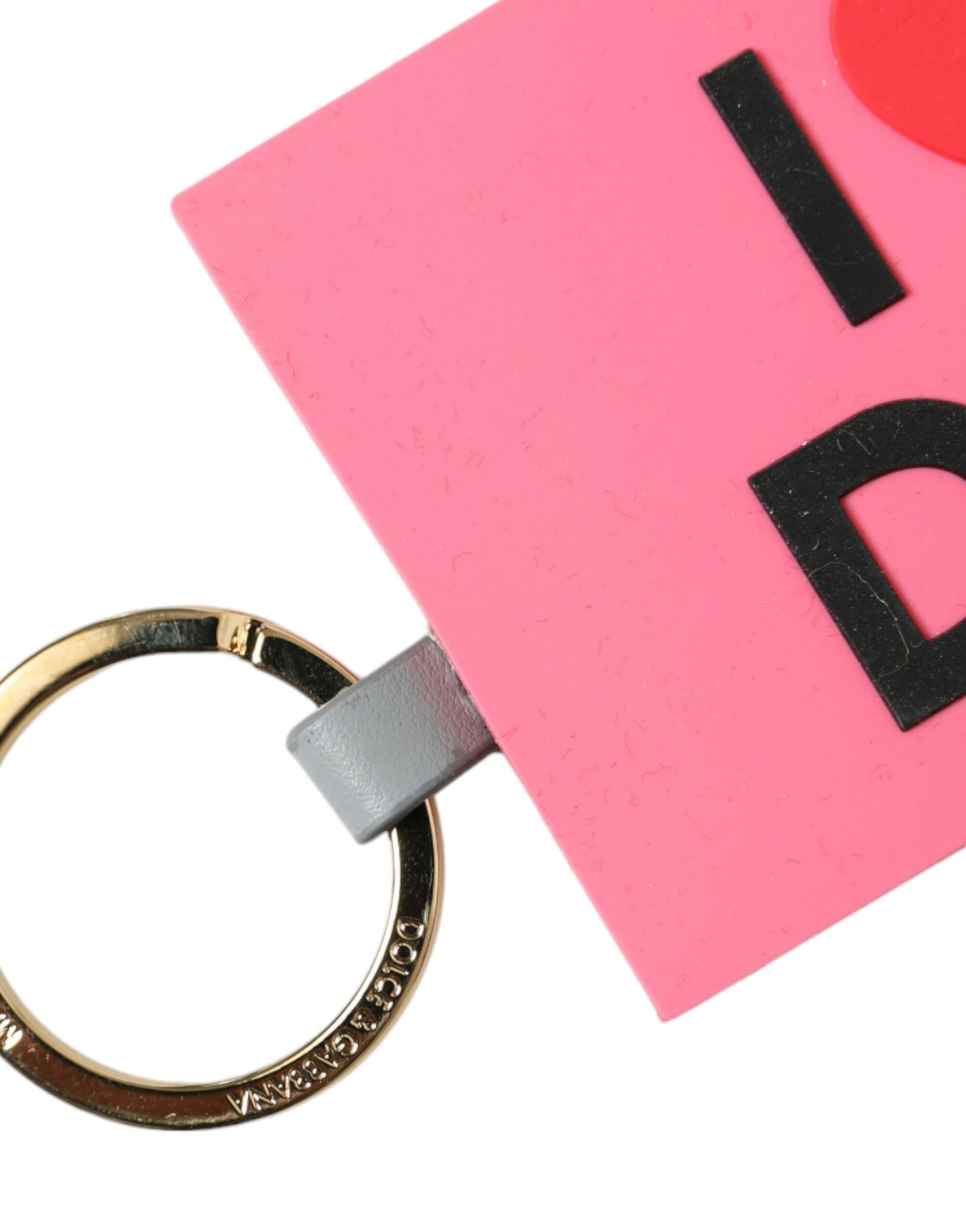 Dolce & Gabbana Pink Silicone DG Logo Gold Brass Keychain - Maison Luxe