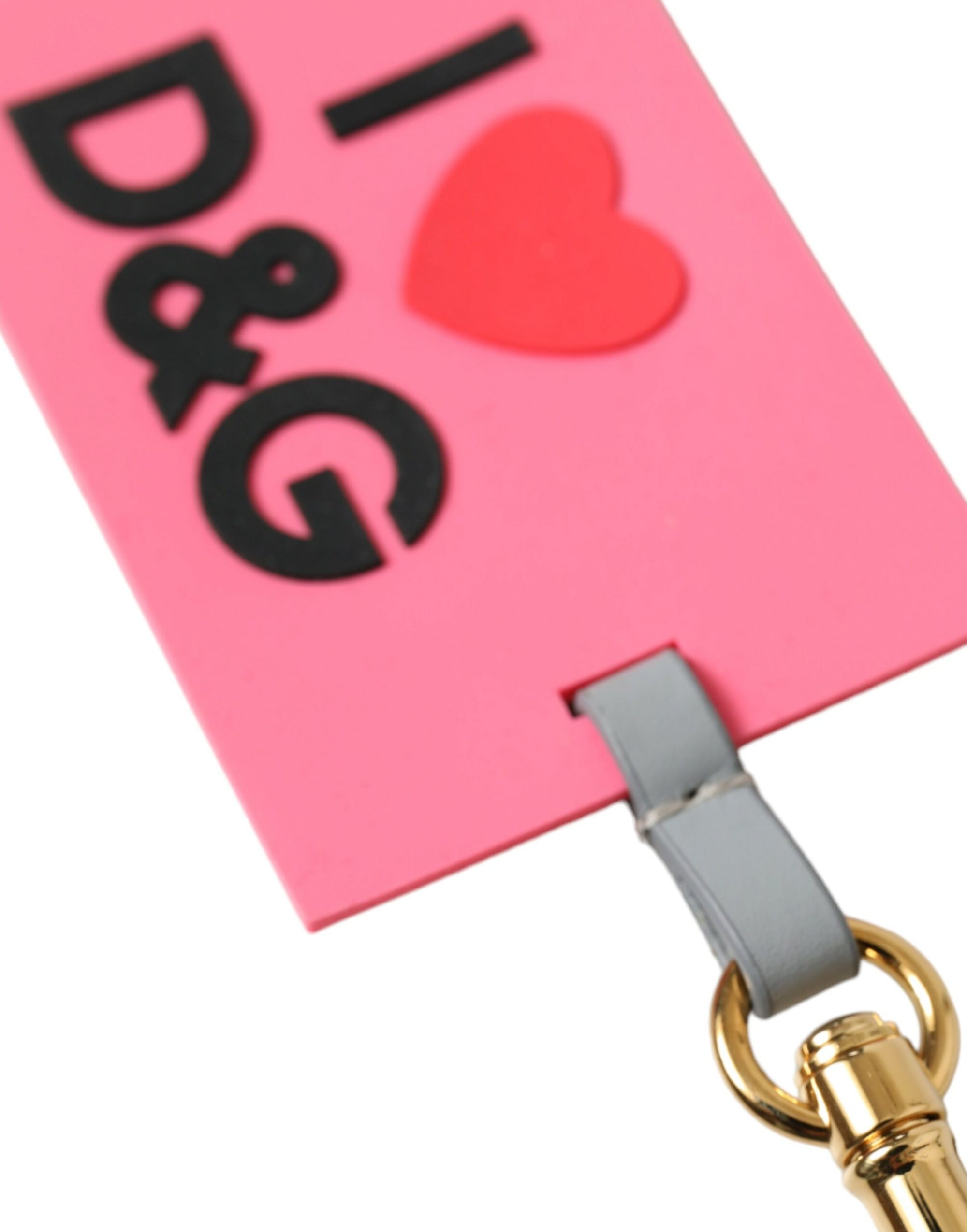 Dolce & Gabbana Pink Silicone DG Logo Gold Brass Keychain - Maison Luxe