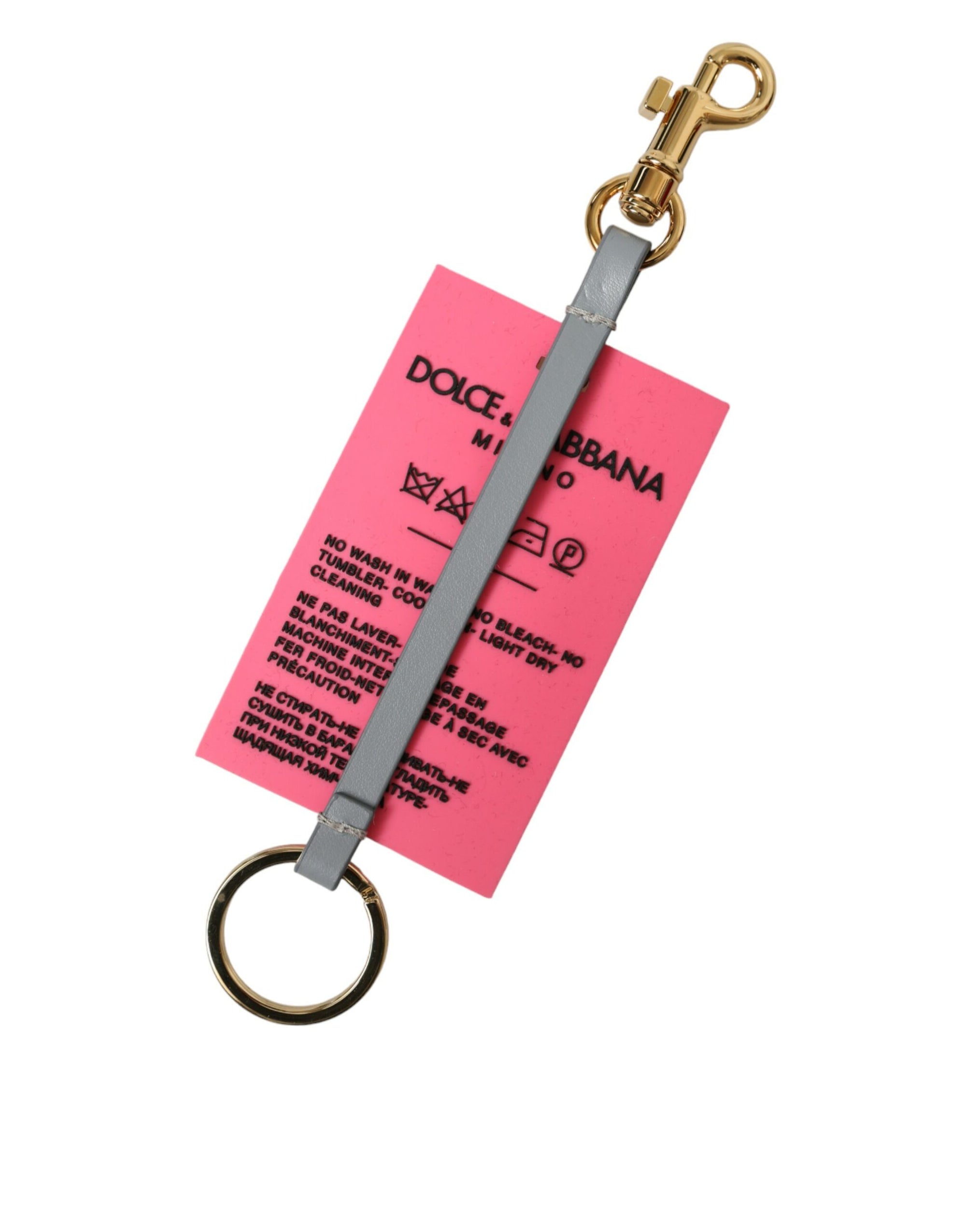 Dolce & Gabbana Pink Silicone DG Logo Gold Brass Keychain - Maison Luxe