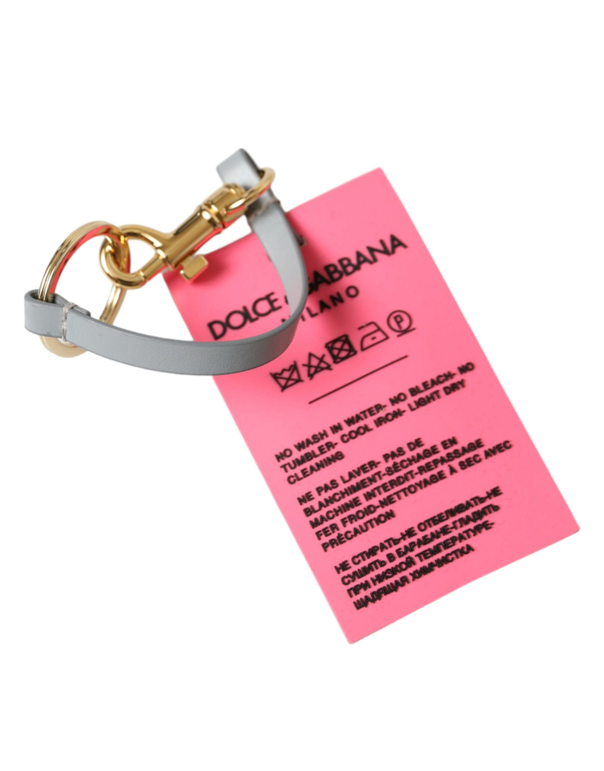 Dolce & Gabbana Pink Silicone DG Logo Gold Brass Keychain - Maison Luxe