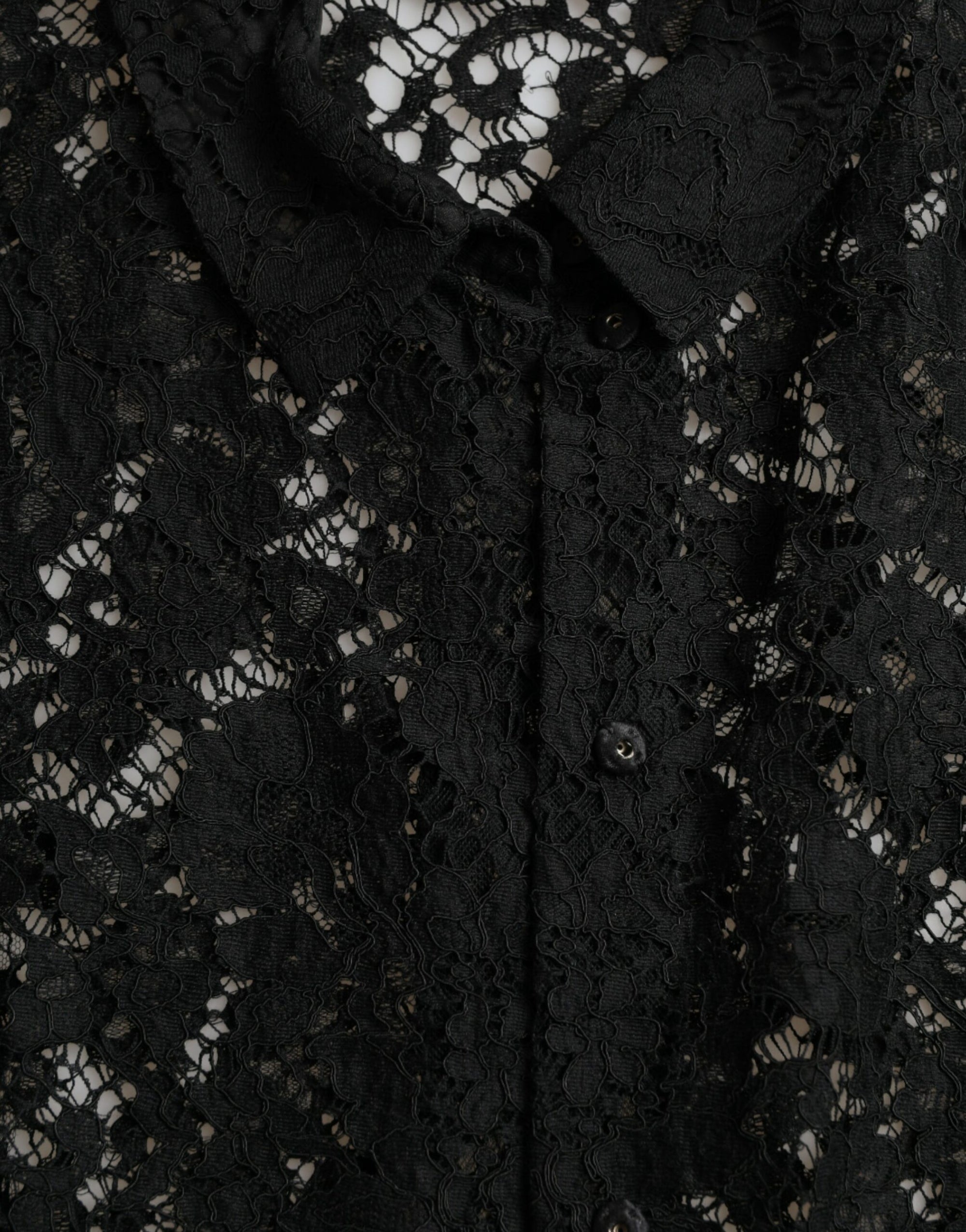 Dolce & Gabbana Black Floral Lace Long Sleeves Blouse Top