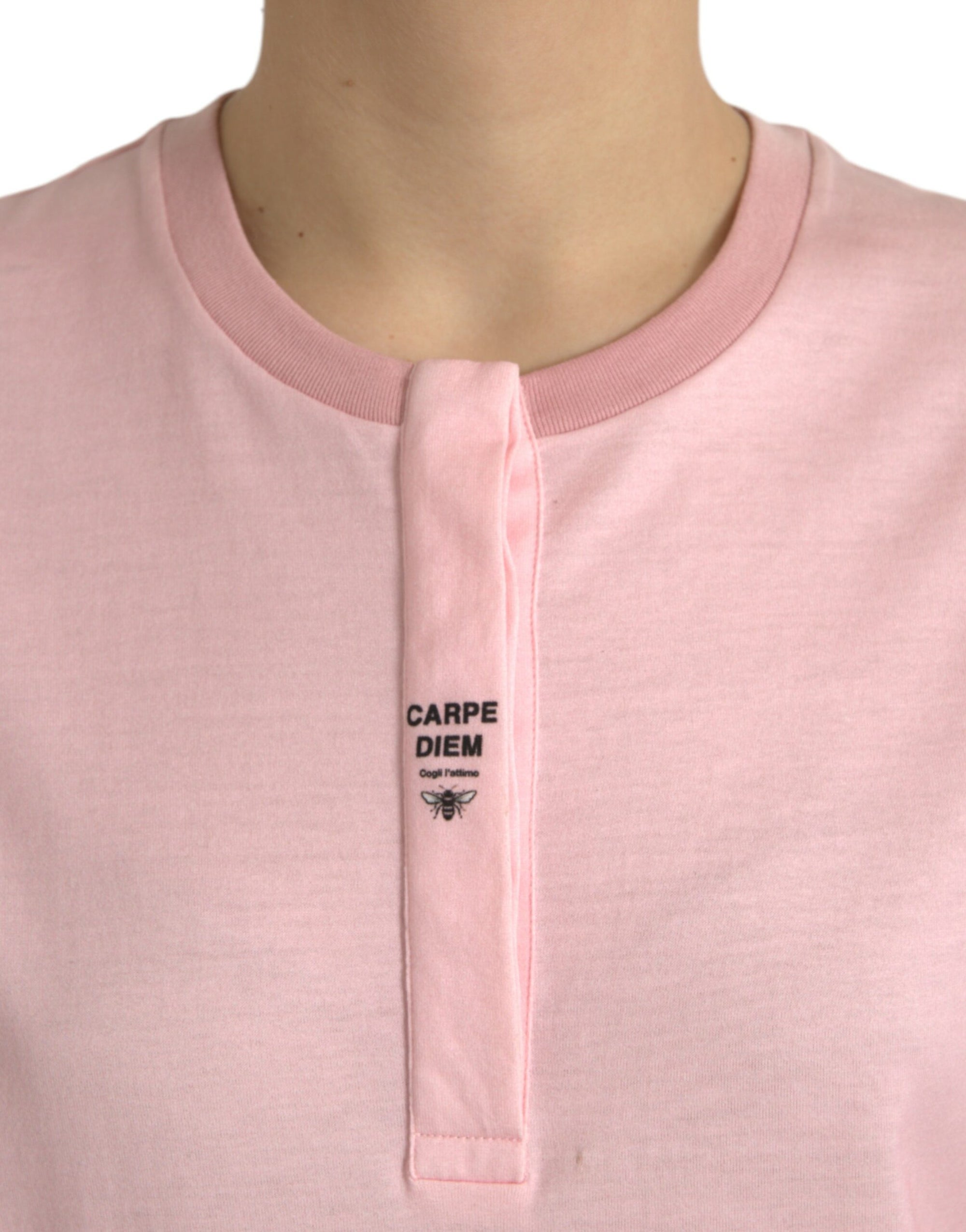 Dolce & Gabbana Pink Floral Print Cotton Short Sleeves T-shirt