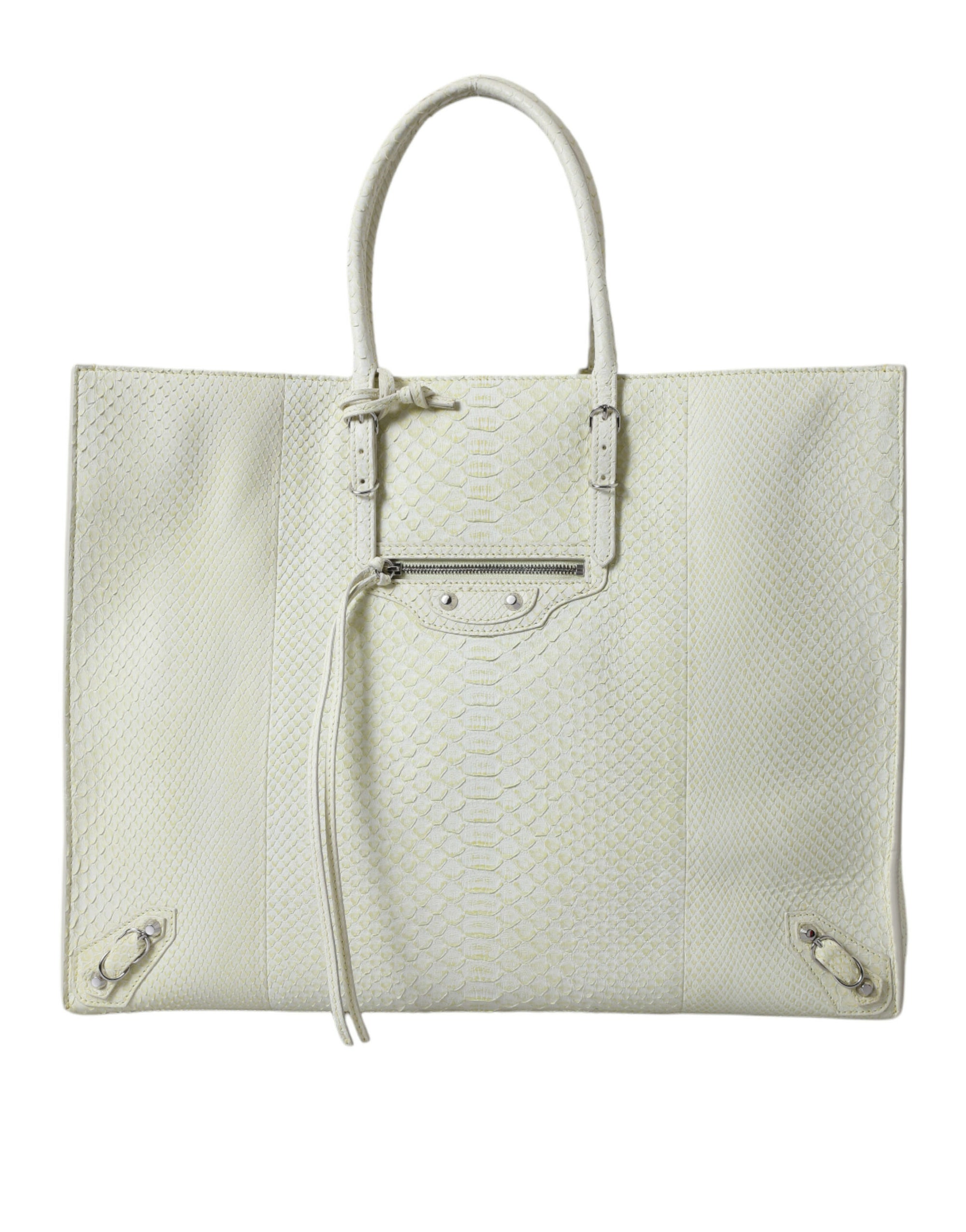 Balenciaga White Yellow Exotic Skin Leather Shopping Tote PAPIER Bag