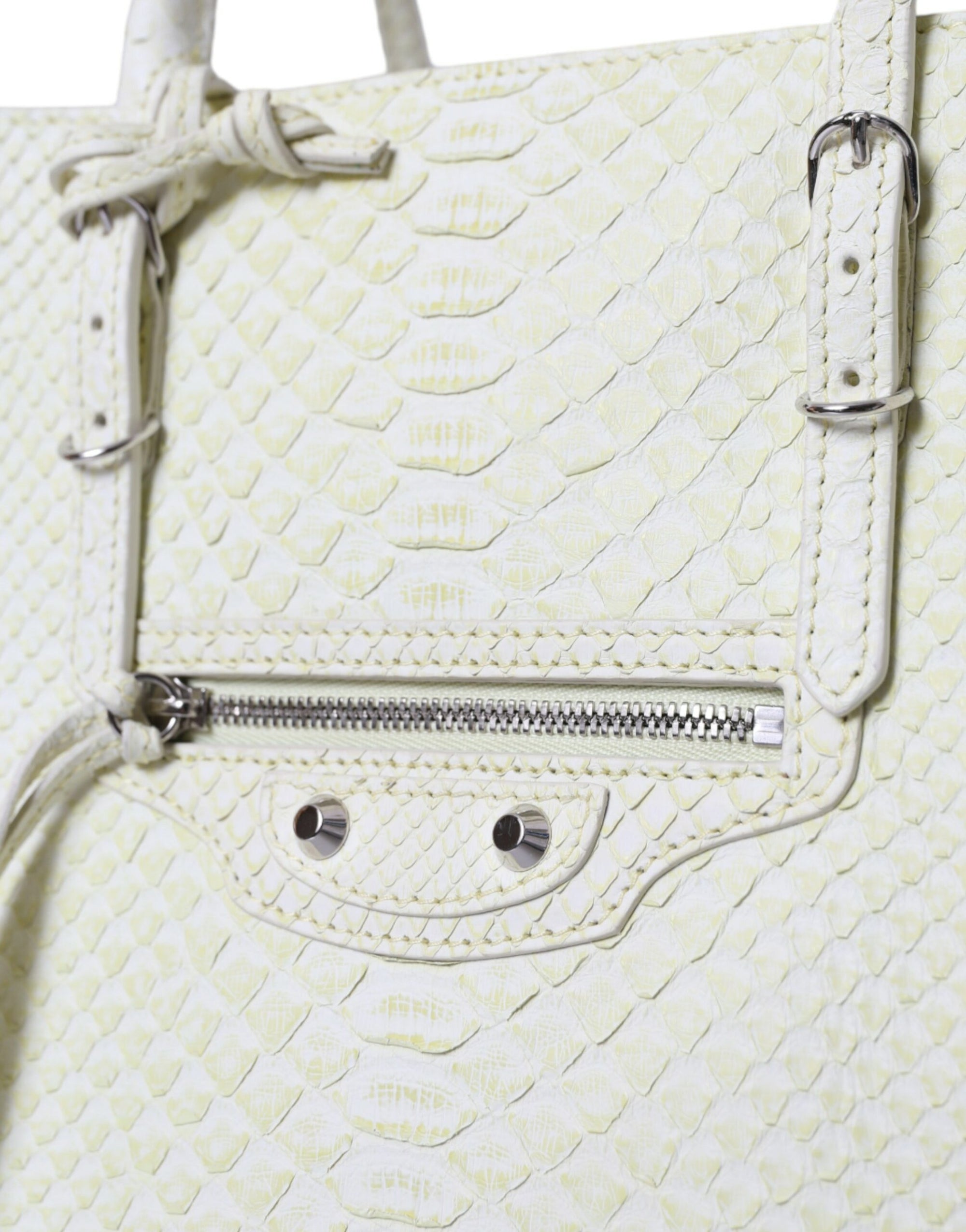 Balenciaga White Yellow Exotic Skin Leather Shopping Tote PAPIER Bag