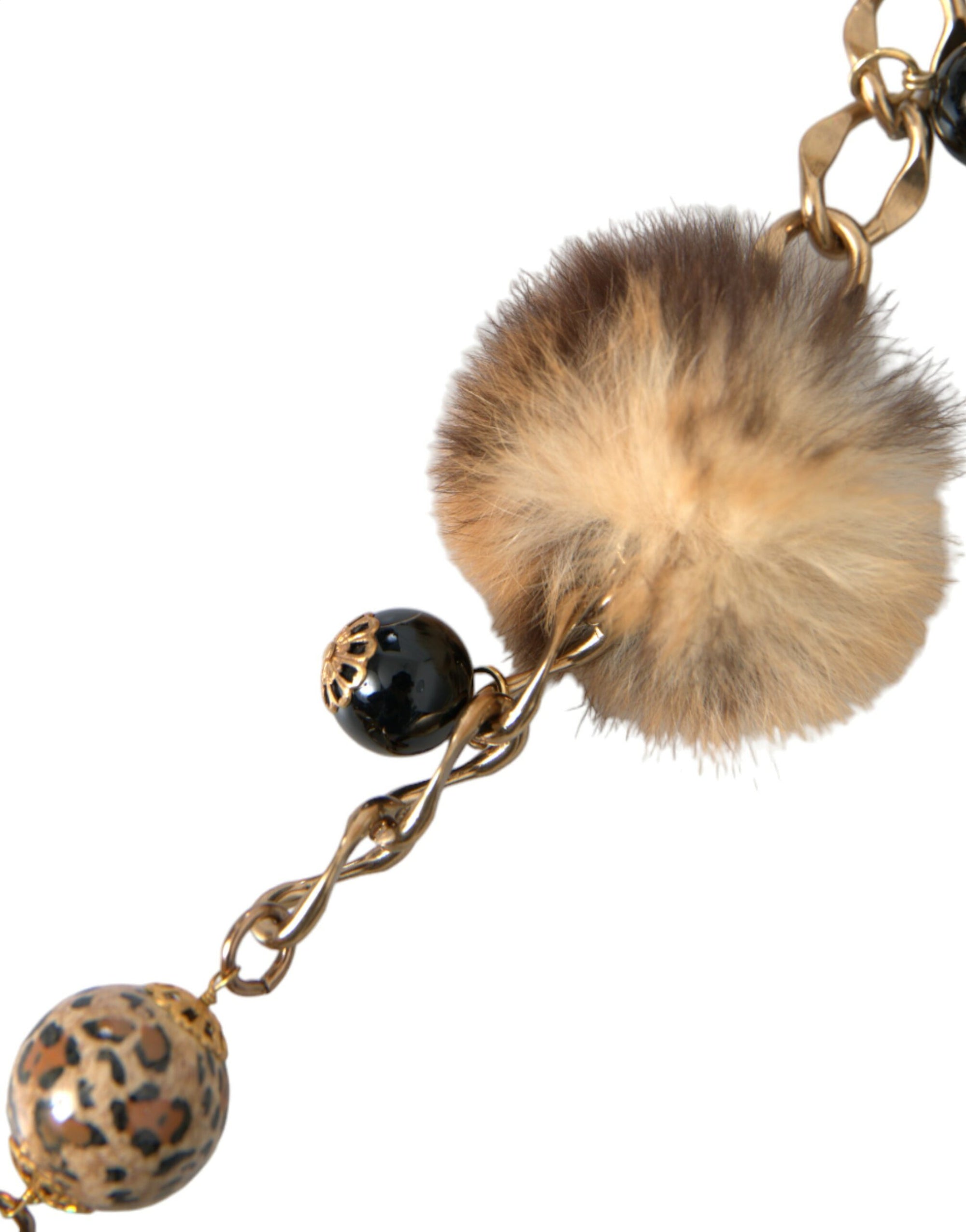 Dolce & Gabbana Gold Brass Leopard Fur Pearl Collier Chain Belt - Maison Luxe