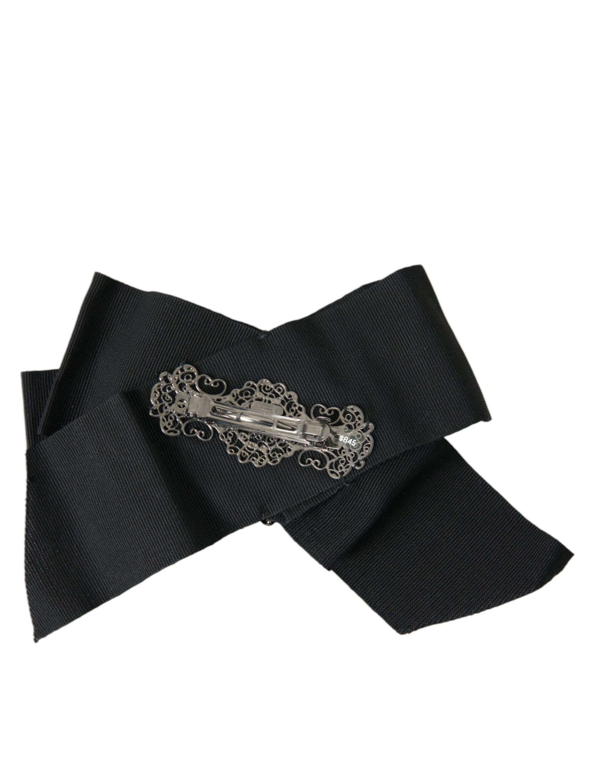 Dolce & Gabbana Black Swarovski Crystal Embellished Hair Clip - Maison Luxe