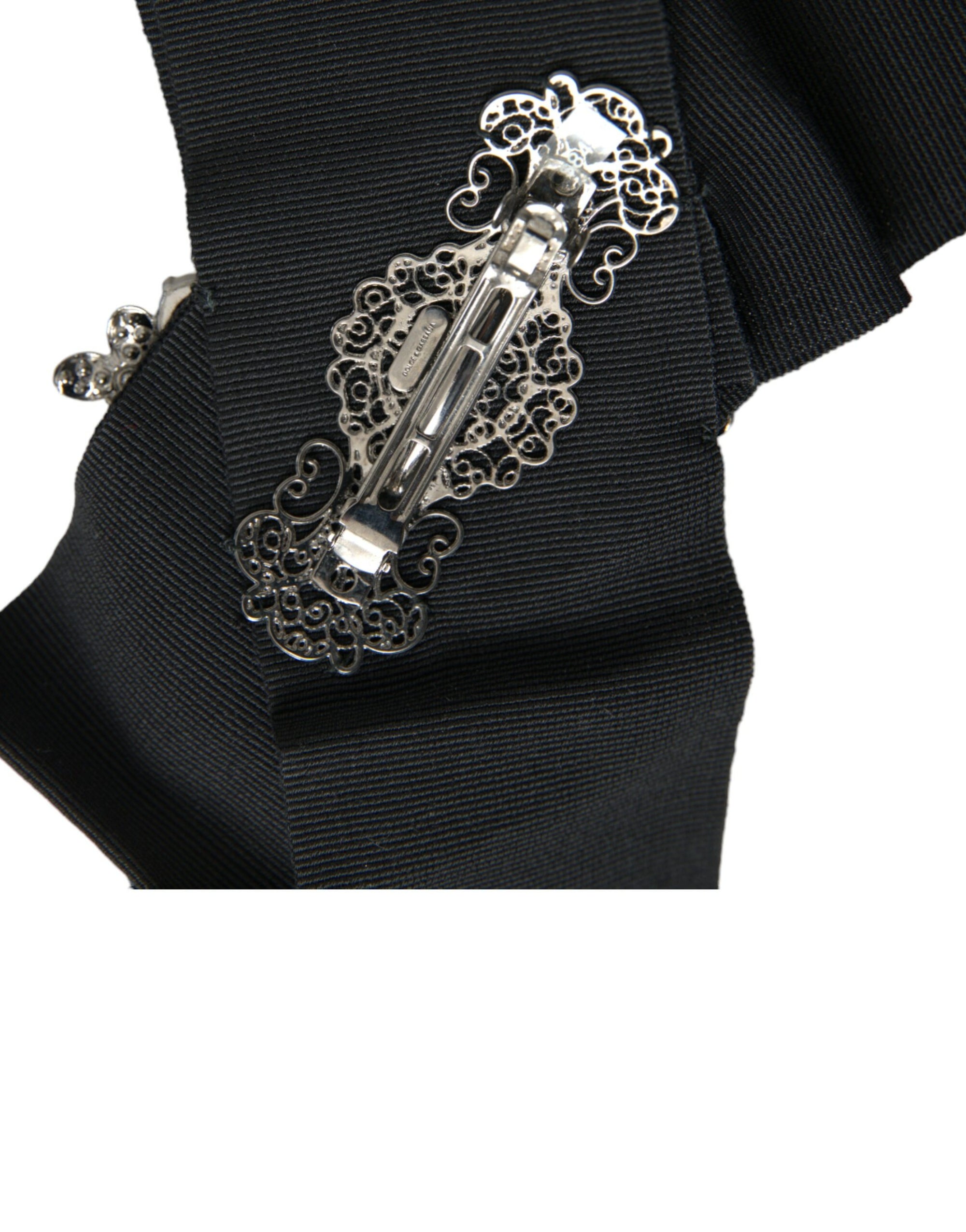 Dolce & Gabbana Black Swarovski Crystal Embellished Hair Clip - Maison Luxe