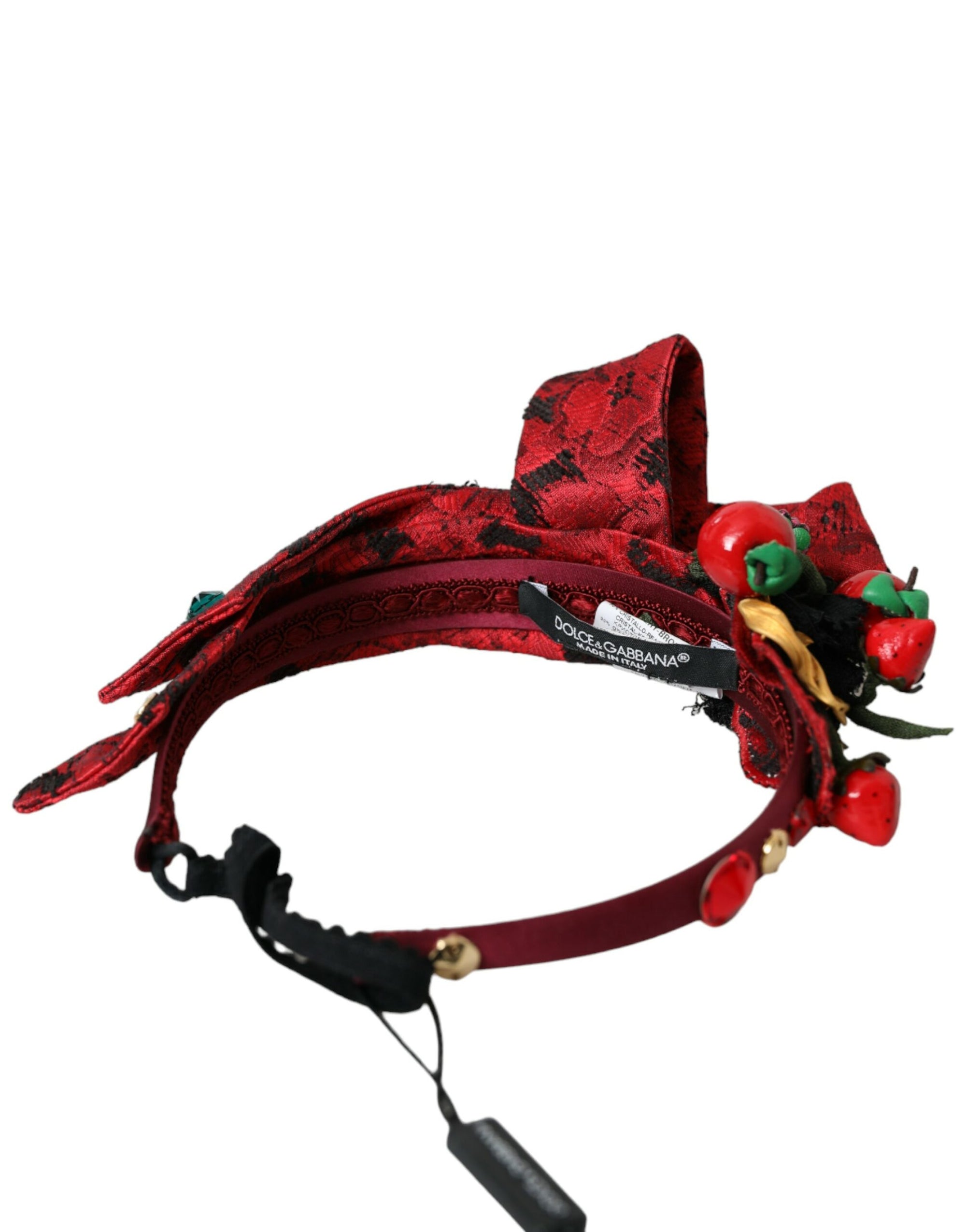 Dolce & Gabbana Red Cherry Sicily Embellished Women Hairband Diadem - Maison Luxe