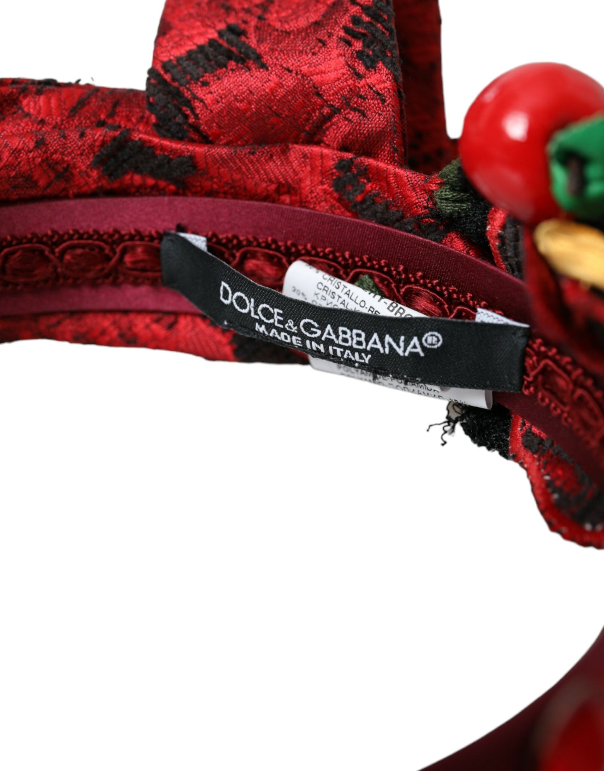 Dolce & Gabbana Red Cherry Sicily Embellished Women Hairband Diadem - Maison Luxe
