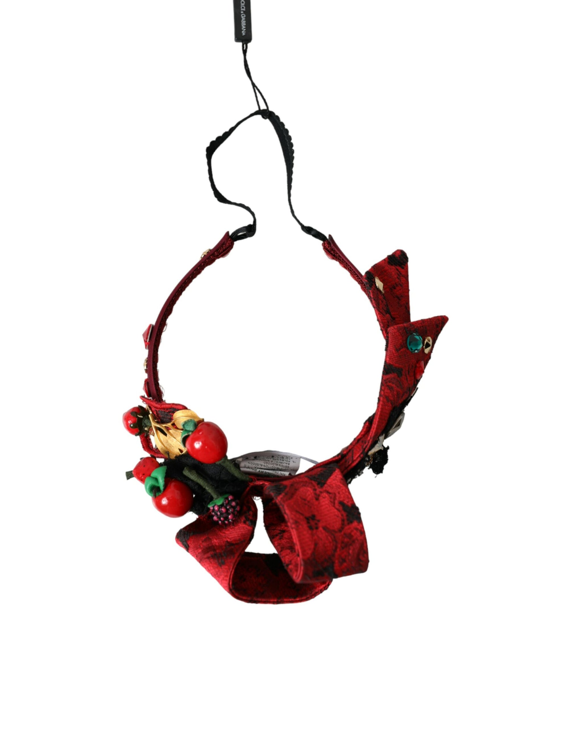 Dolce & Gabbana Red Cherry Sicily Embellished Women Hairband Diadem - Maison Luxe