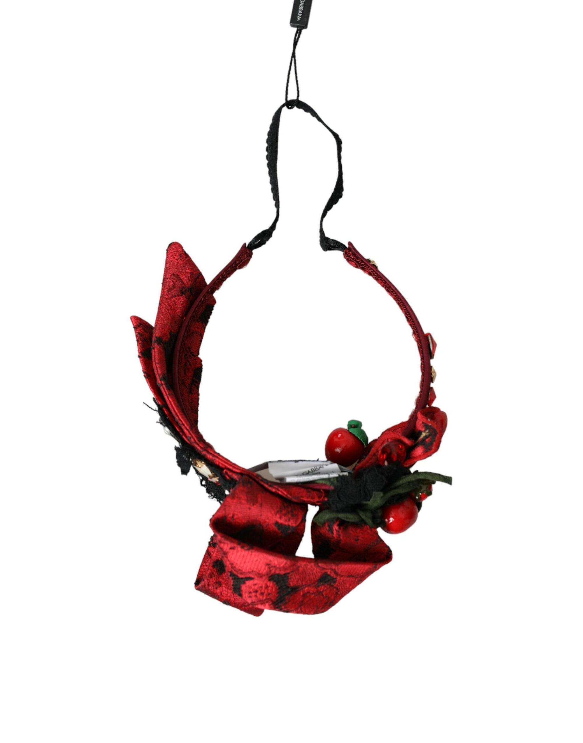 Dolce & Gabbana Red Cherry Sicily Embellished Women Hairband Diadem - Maison Luxe