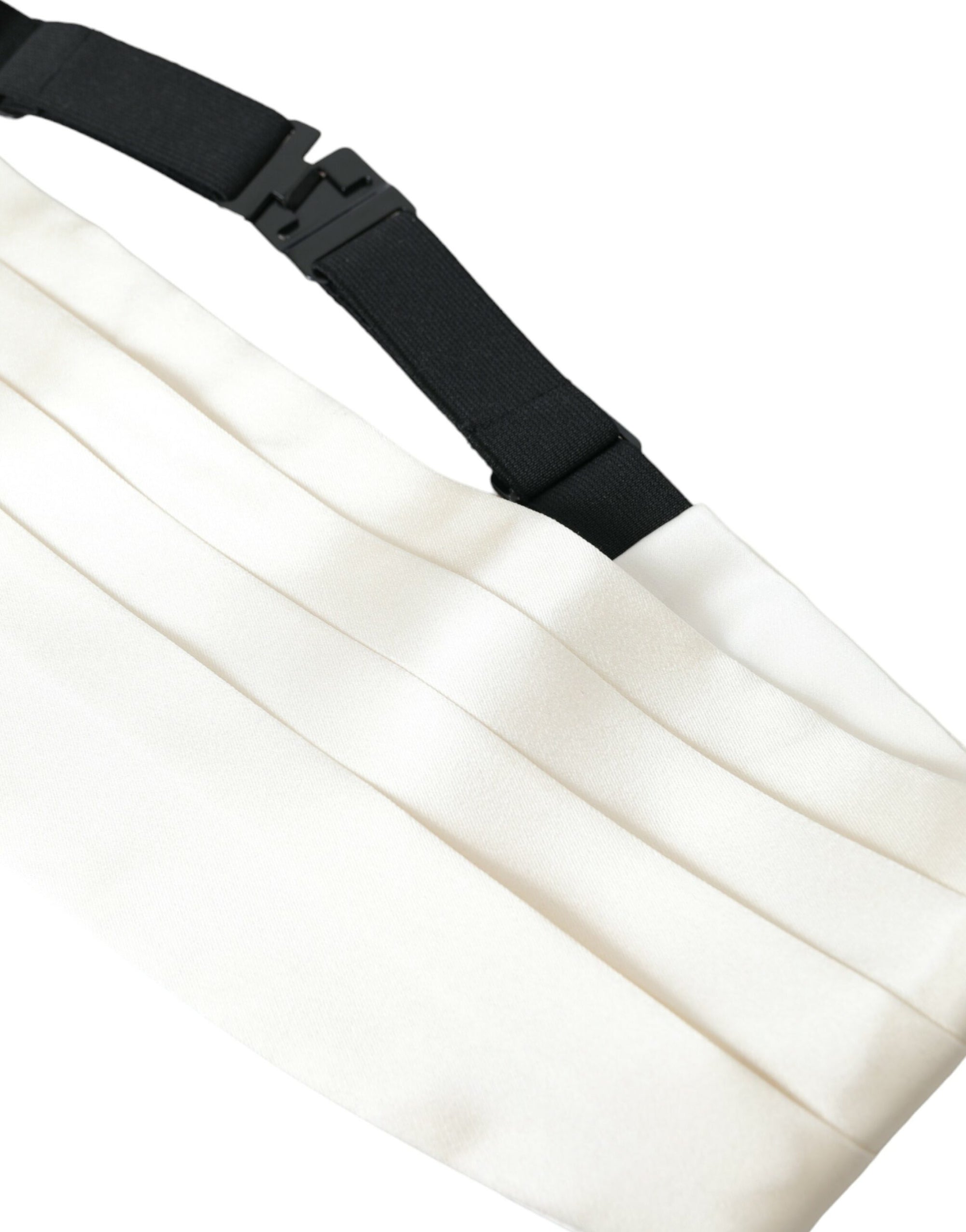 Dolce & Gabbana White Men Wide Waist Silk Belt Cummerbund - Maison Luxe