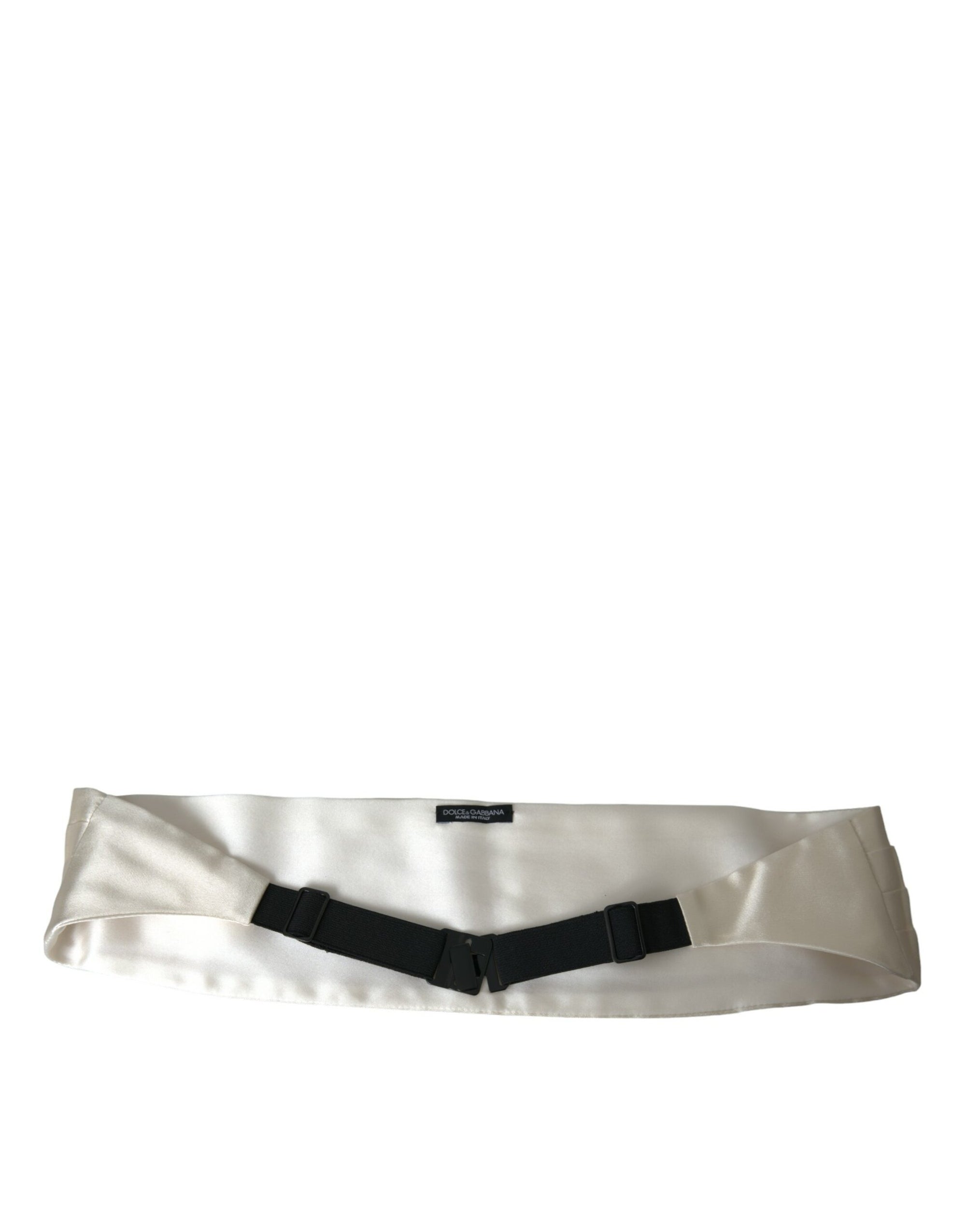 Dolce & Gabbana White Men Wide Waist Silk Belt Cummerbund - Maison Luxe