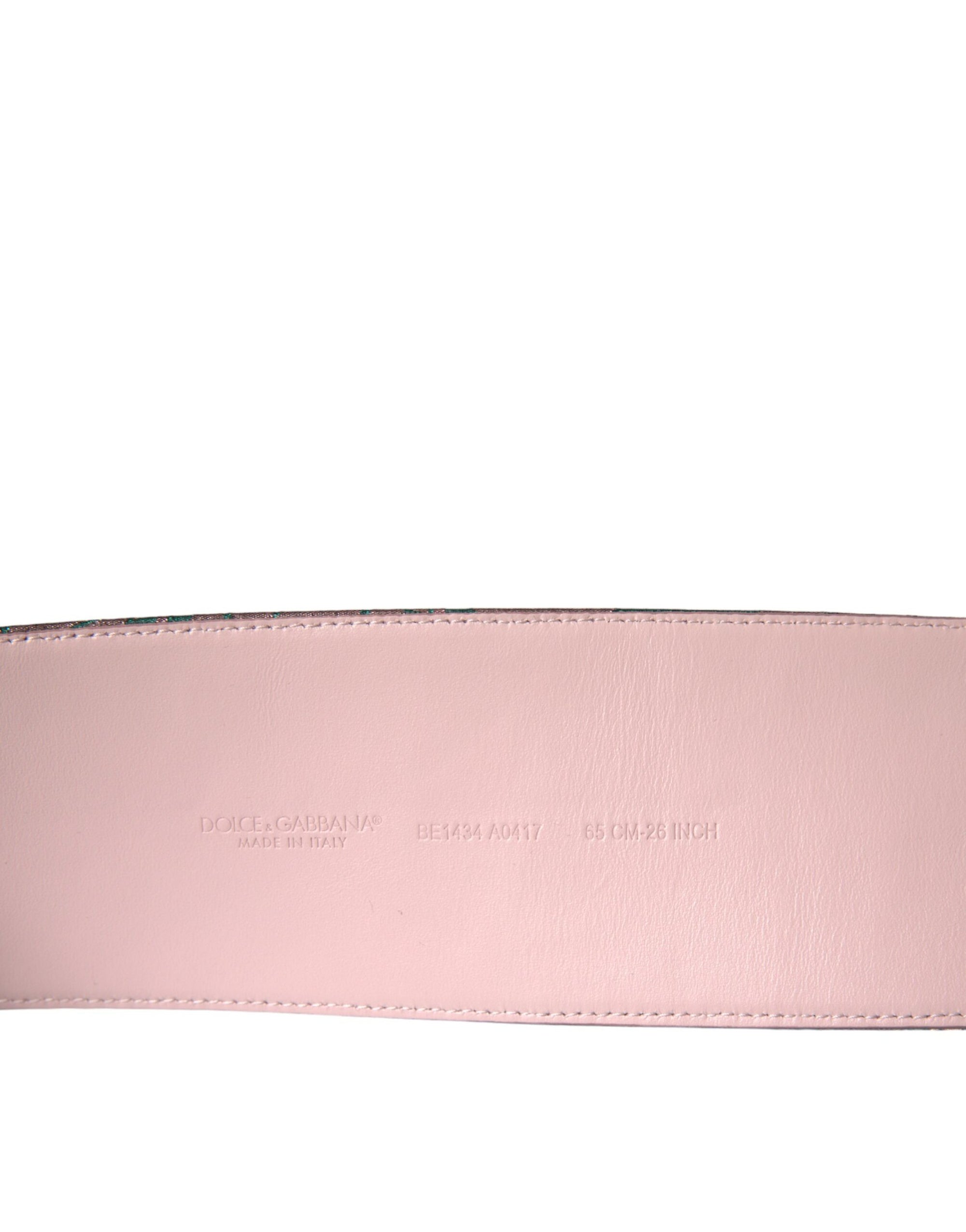 Dolce & Gabbana Multicolor Floral Jacquard Lurex Gold Buckle Belt - Maison Luxe