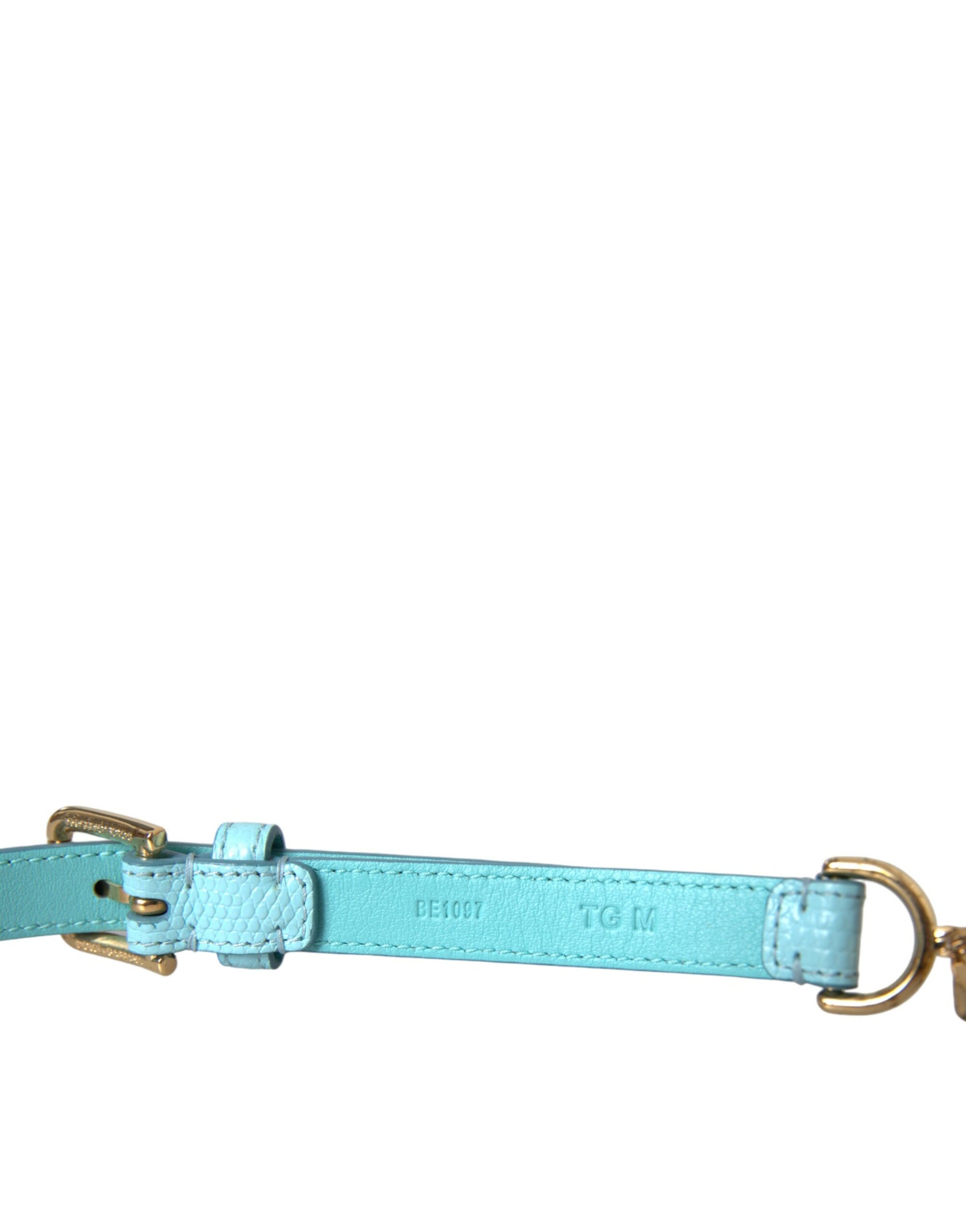 Dolce & Gabbana Light Blue Leather Crystal Chain Waist Belt - Maison Luxe