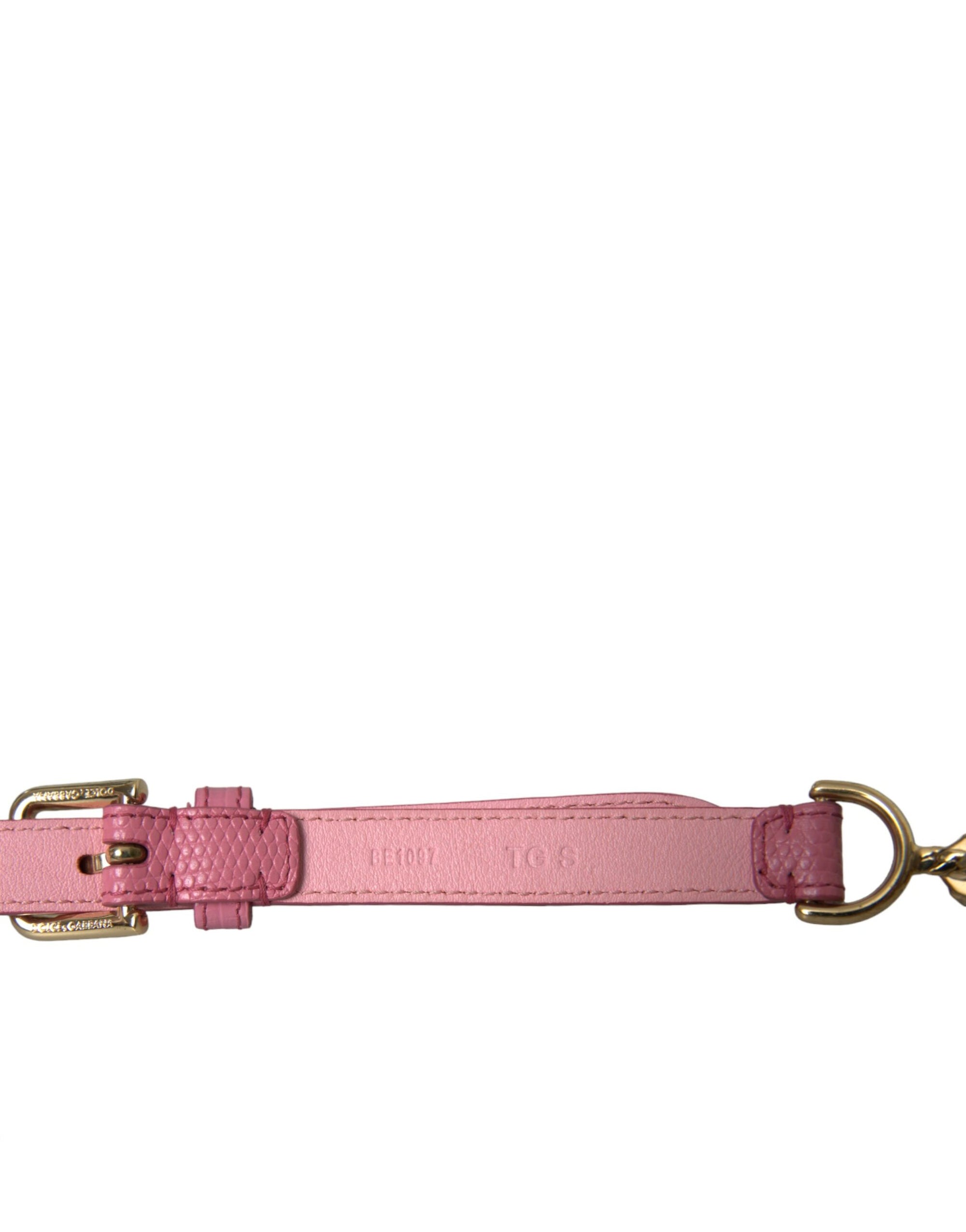 Dolce & Gabbana Pink Leather Crystal Chain Embellished Belt - Maison Luxe