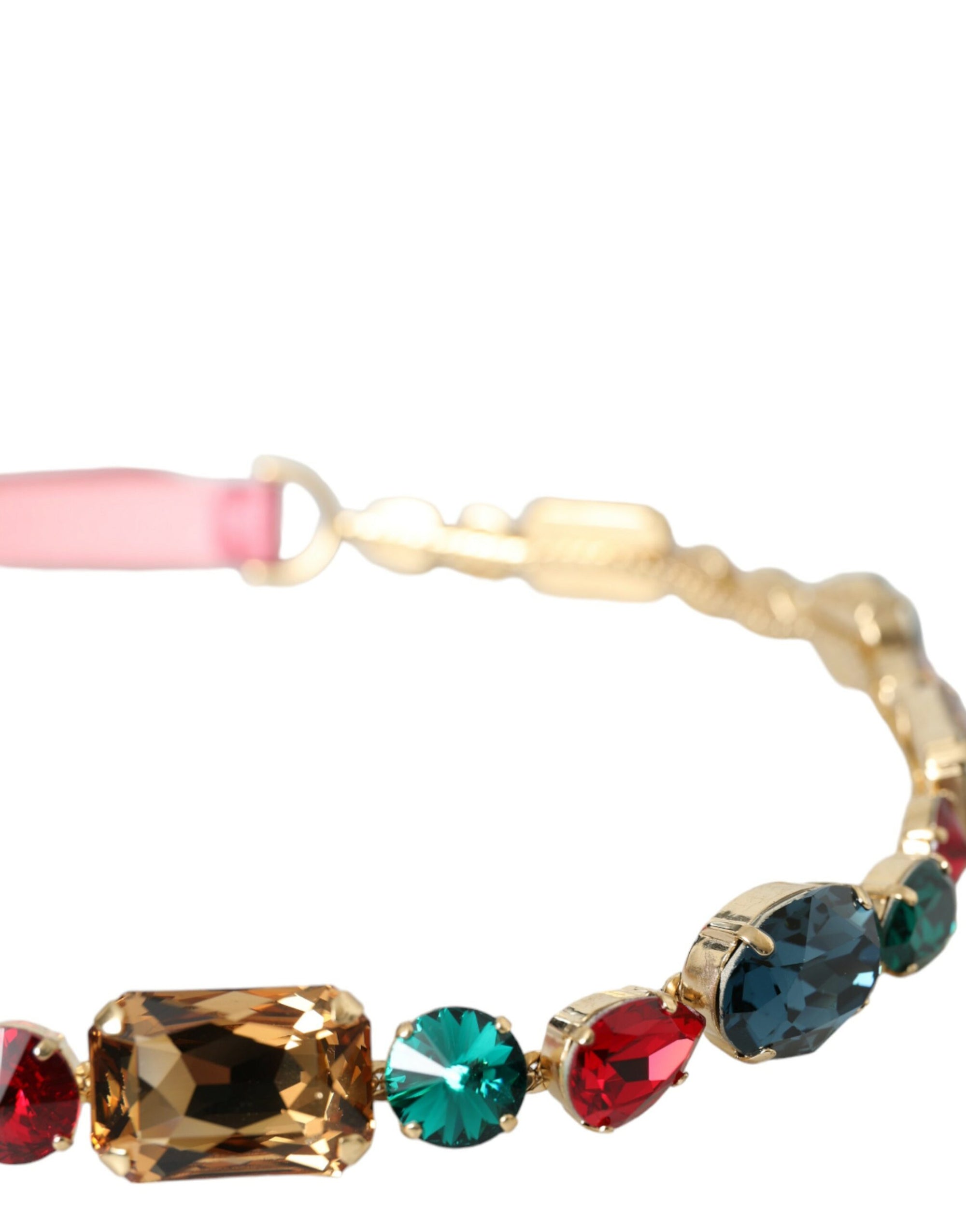 Dolce & Gabbana Pink Leather Crystal Chain Embellished Belt - Maison Luxe