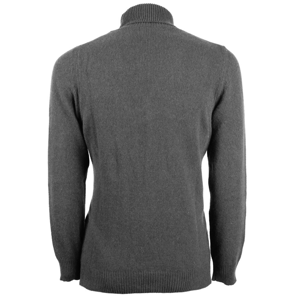 Emilio Romanelli Gray Cashmere Men's Turtleneck Sweater