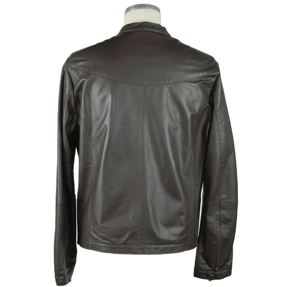 Emilio Romanelli Brown Leather Men's Jacket