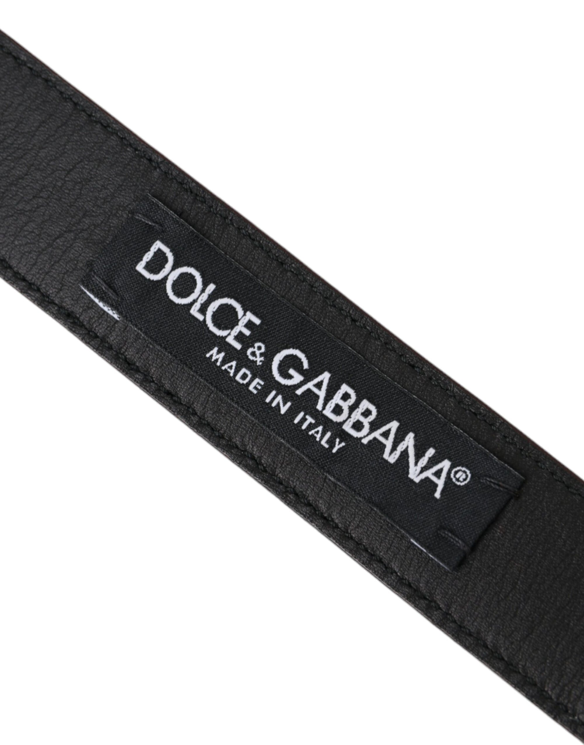 Dolce & Gabbana Brown Leather Silver Metal Buckle Belt Men - Maison Luxe
