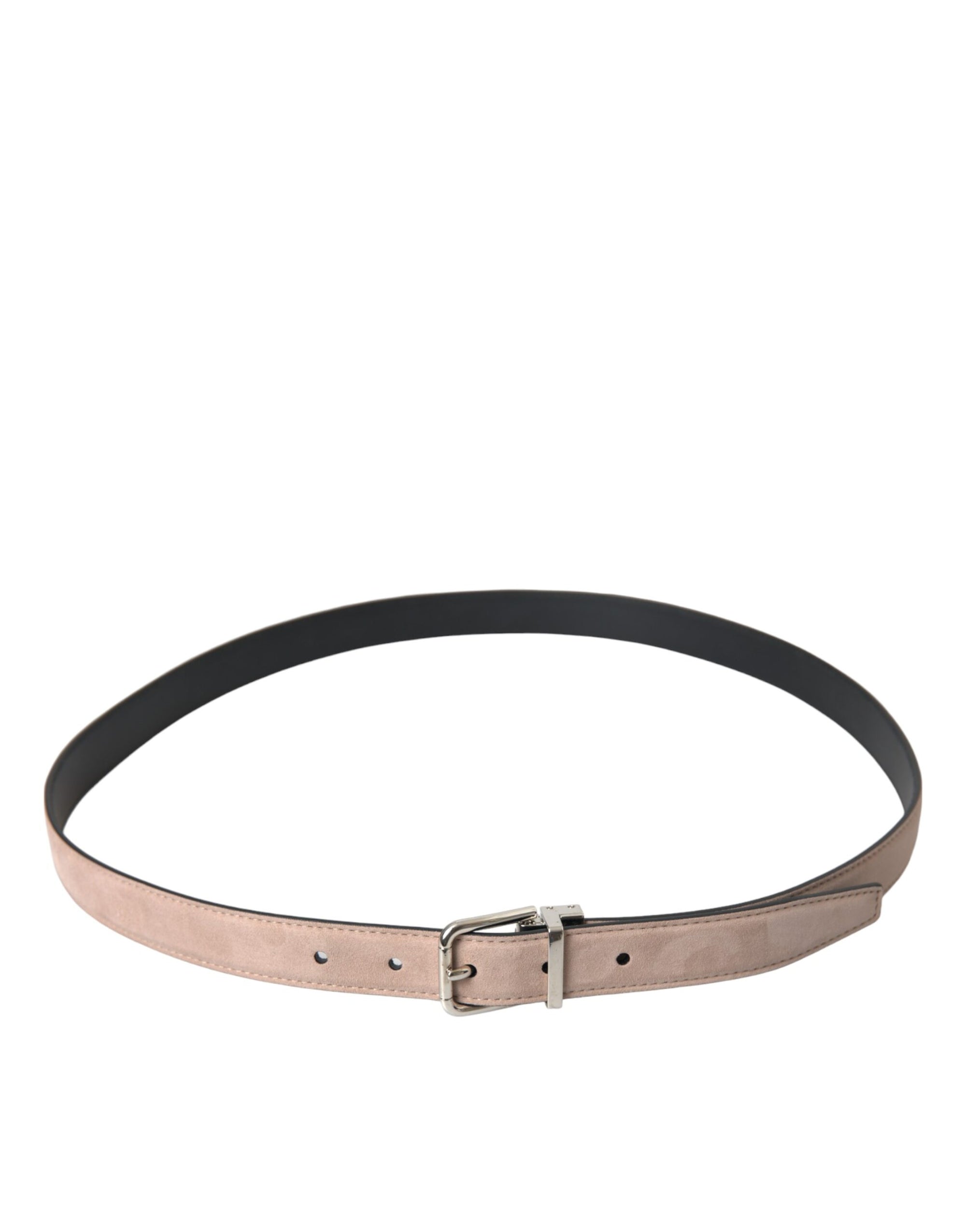 Dolce & Gabbana Beige Suede Leather Silver Buckle Belt Men - Maison Luxe