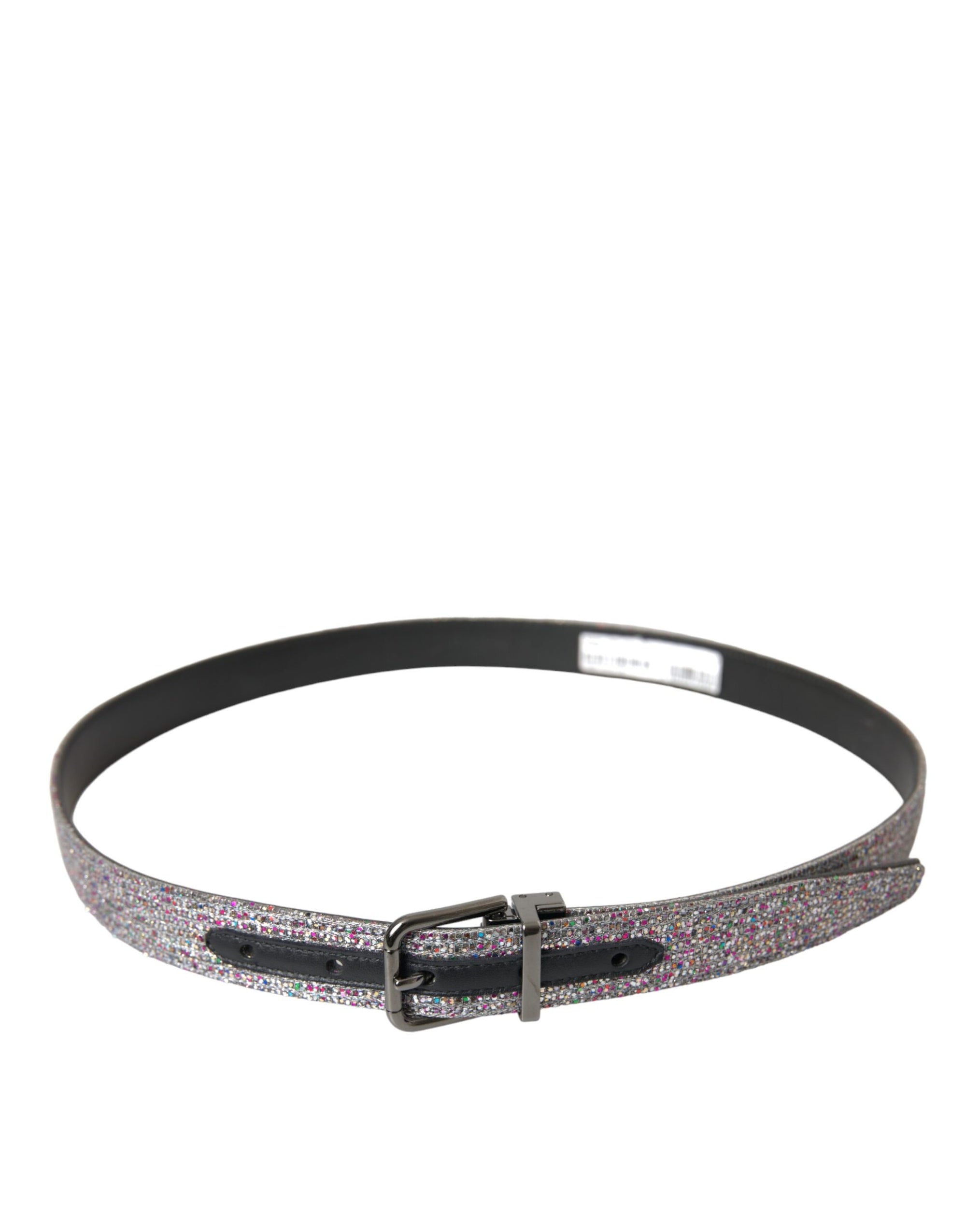 Dolce & Gabbana Multicolor Embellished Silver Metal Buckle Belt - Maison Luxe