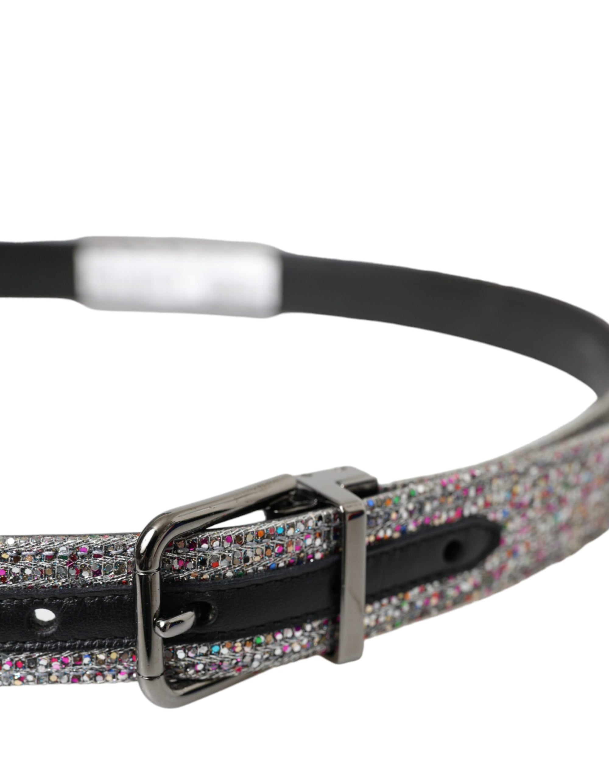 Dolce & Gabbana Multicolor Embellished Silver Metal Buckle Belt - Maison Luxe