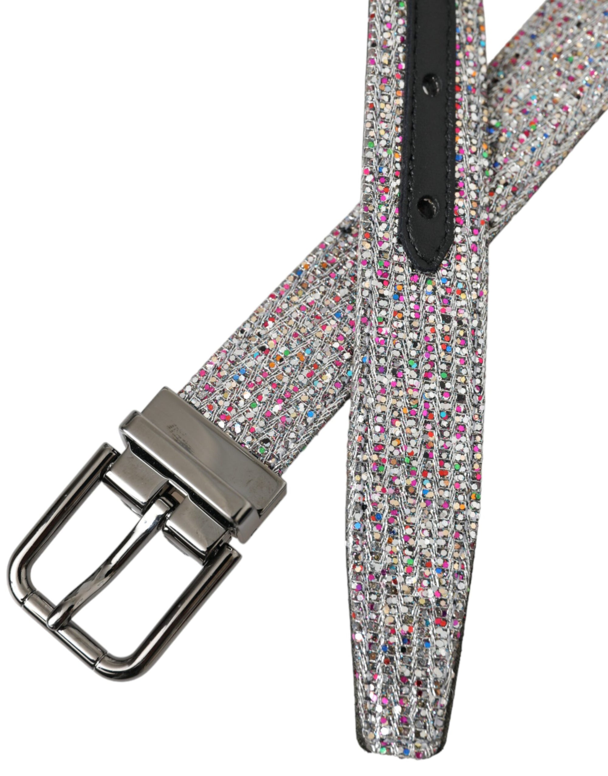 Dolce & Gabbana Multicolor Embellished Silver Metal Buckle Belt - Maison Luxe