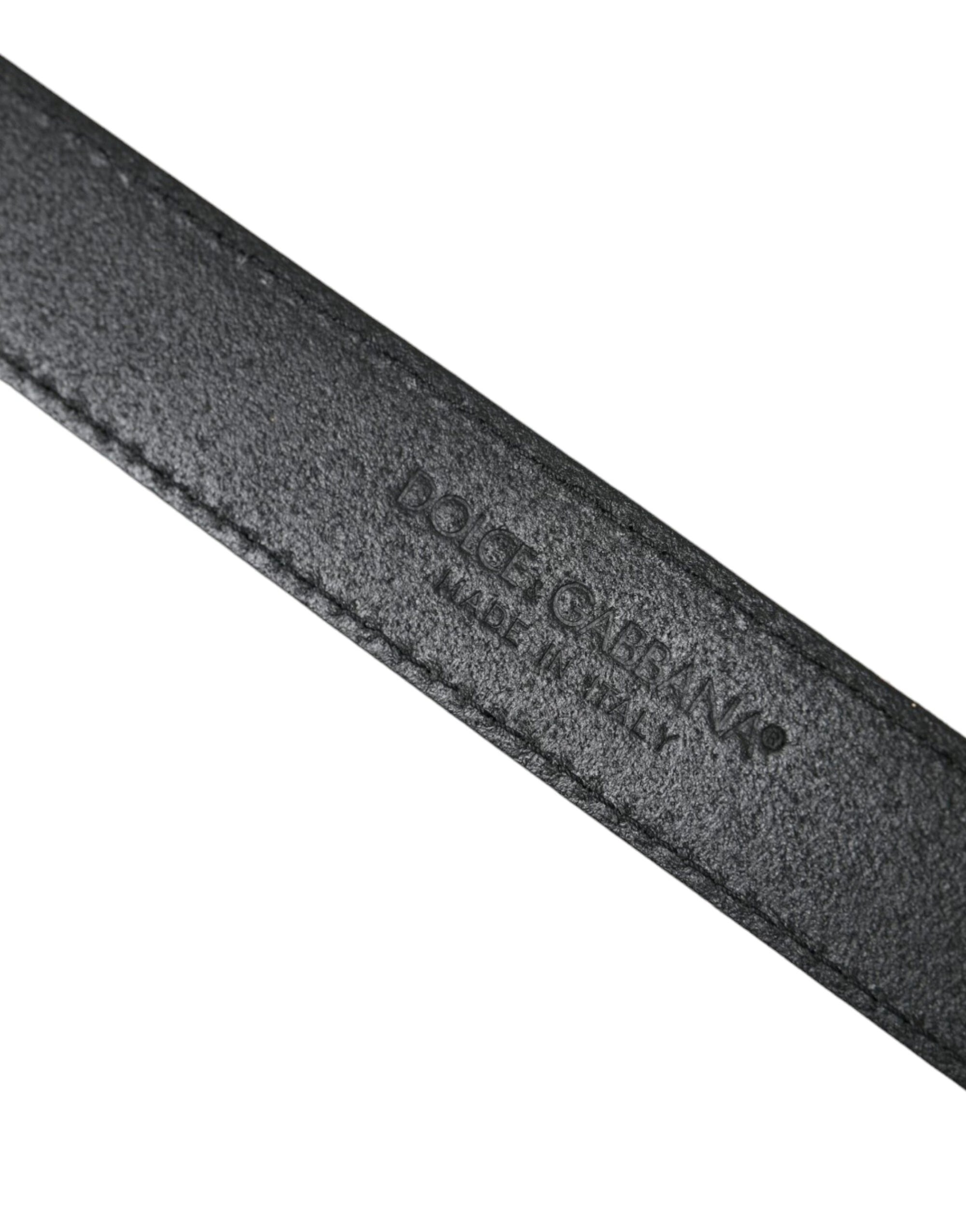 Dolce & Gabbana Green Leather Jacquard Silver Metal Buckle Belt - Maison Luxe