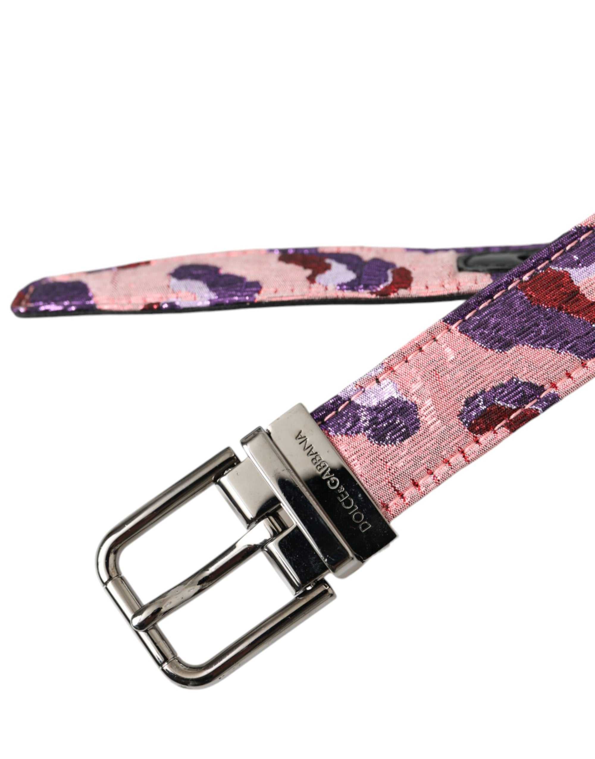 Dolce & Gabbana Multicolor Jacquard Leather Metal Buckle Belt - Maison Luxe