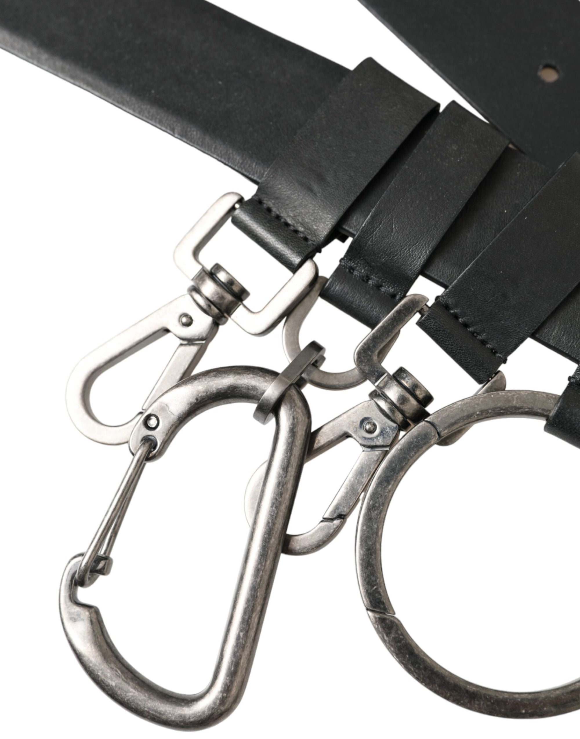 Dolce & Gabbana Black Calf Leather Silver Metal Buckle Belt - Maison Luxe