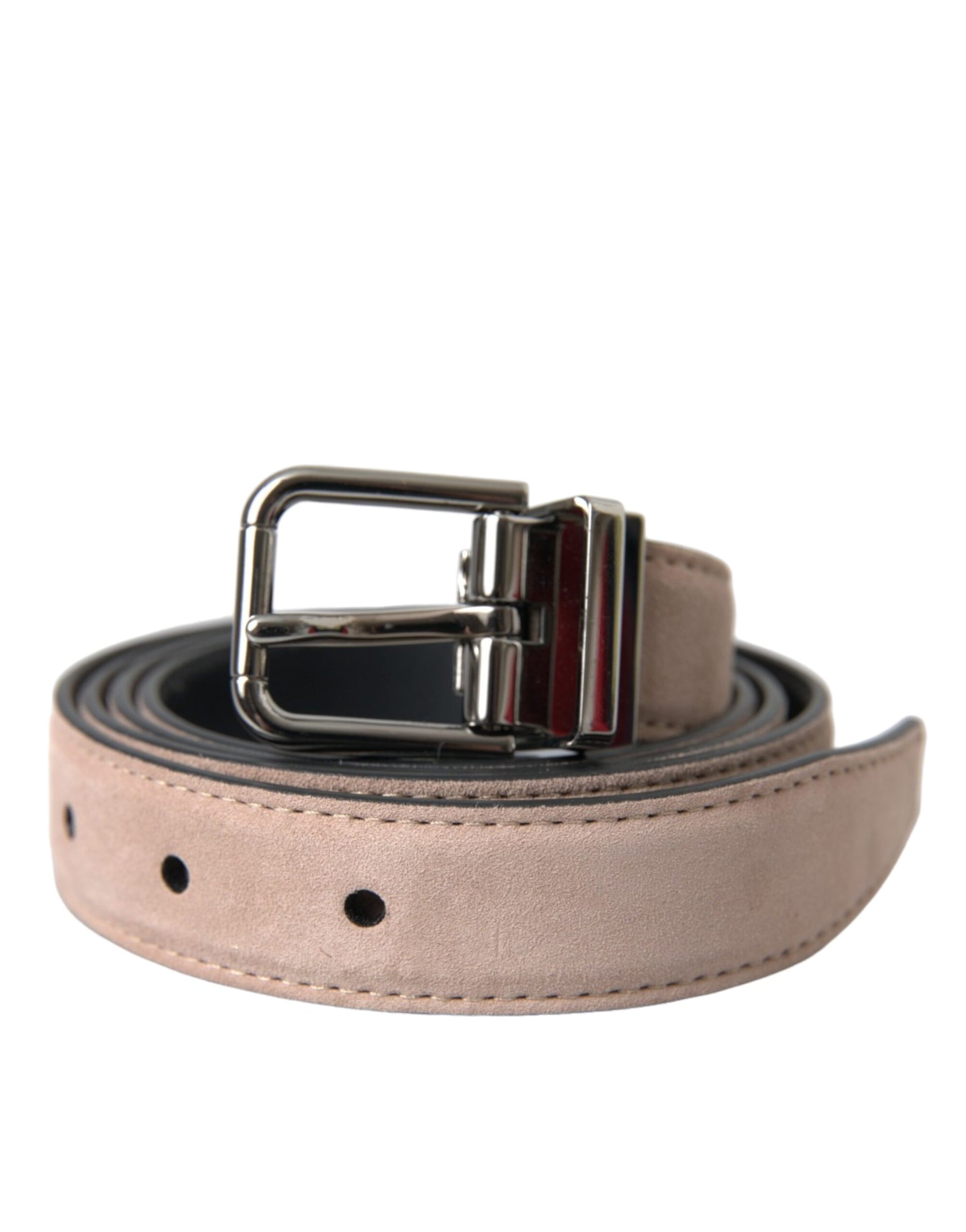 Dolce & Gabbana Beige Suede Leather Silver Buckle Belt Men - Maison Luxe
