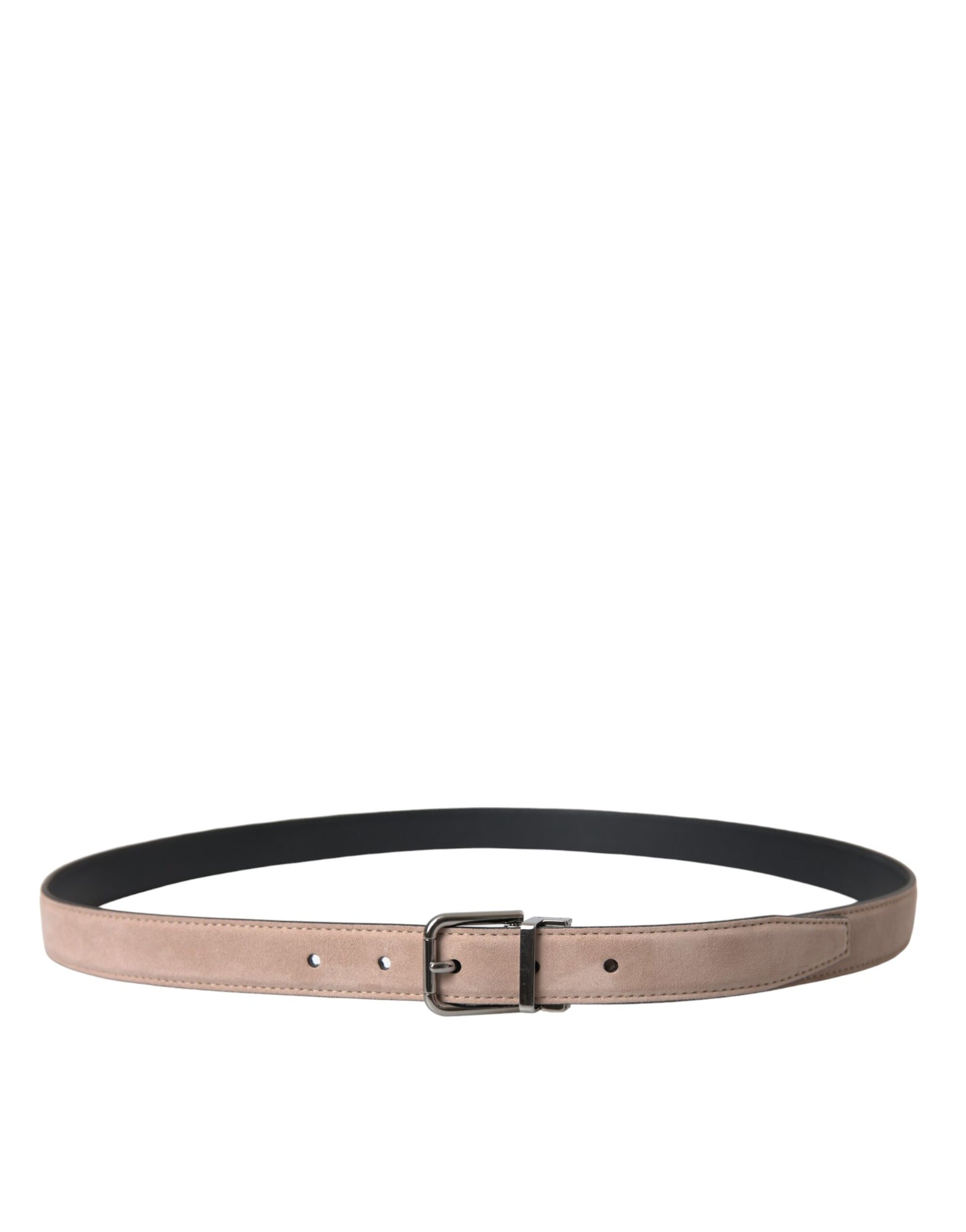 Dolce & Gabbana Beige Suede Leather Silver Buckle Belt Men - Maison Luxe