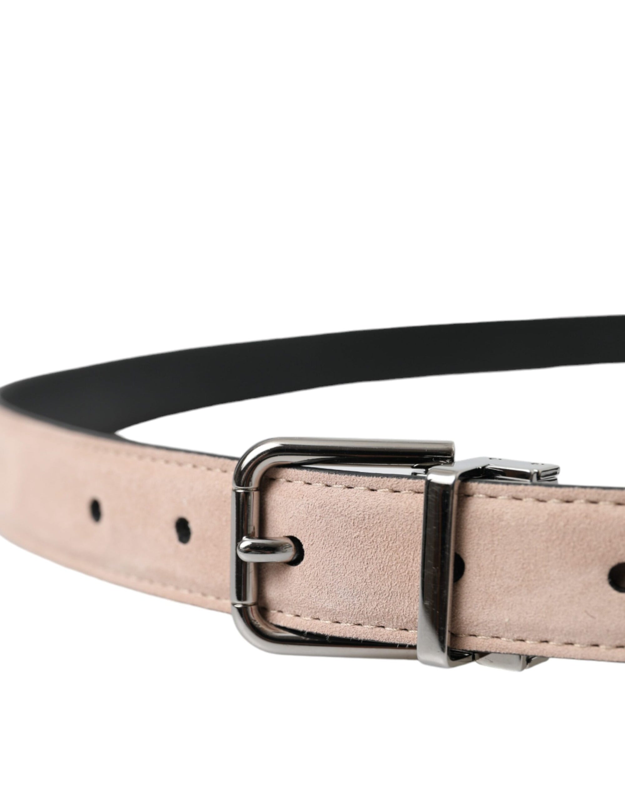 Dolce & Gabbana Beige Suede Leather Silver Buckle Belt Men - Maison Luxe