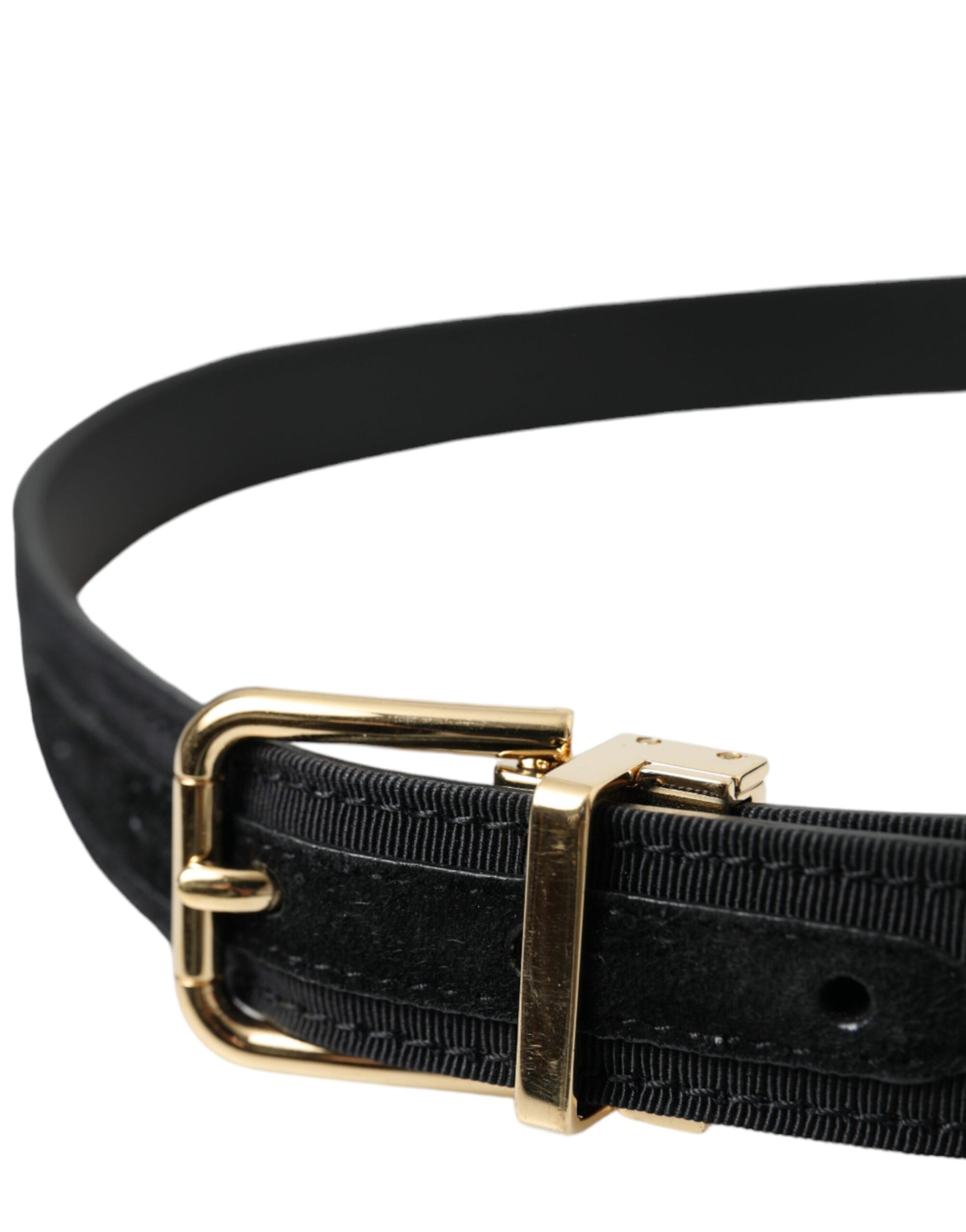 Dolce & Gabbana Black Gros Grain Gold Metal Buckle Belt Men - Maison Luxe