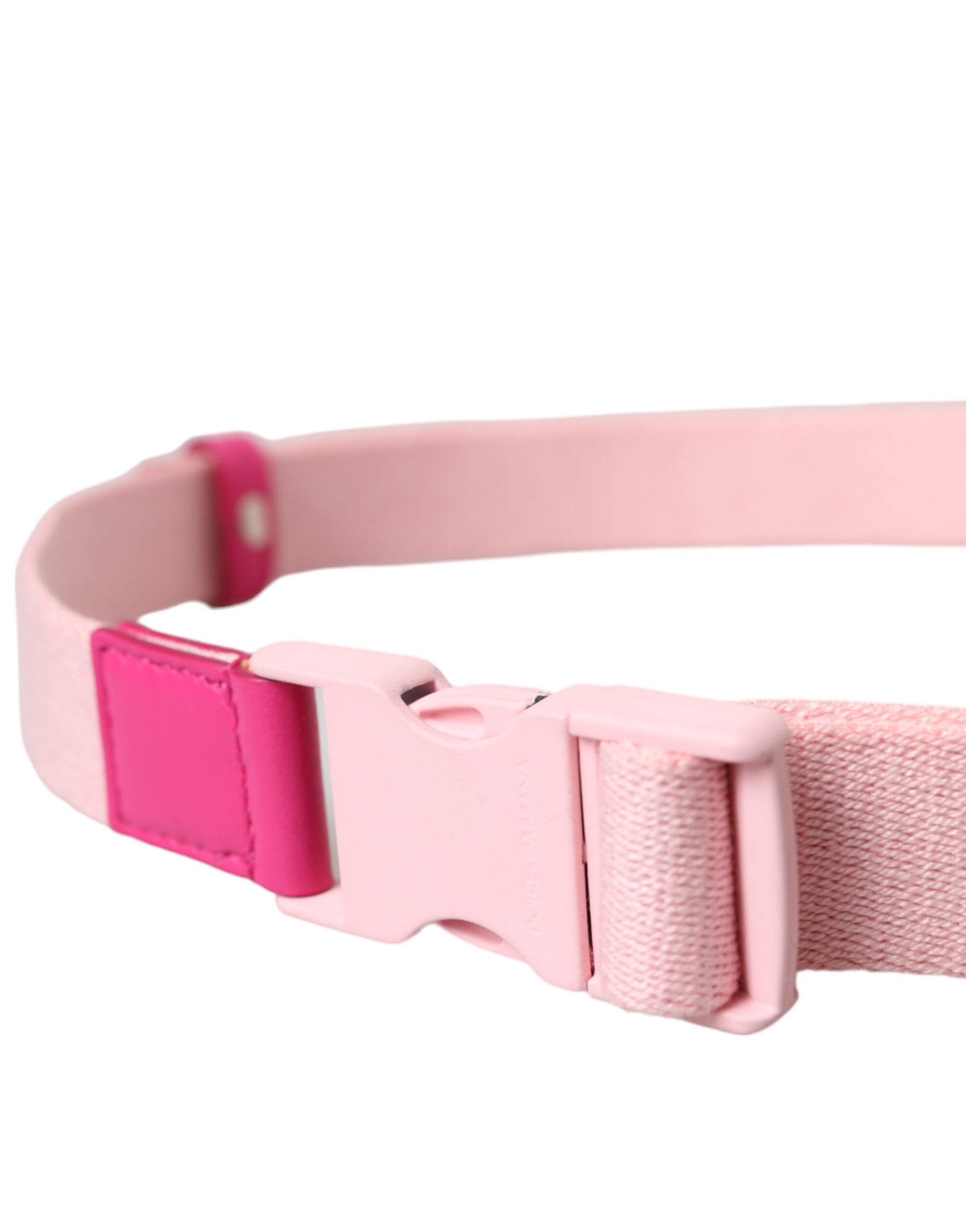 Dolce & Gabbana Pink Canvas Stretch Plastic Buckle Women Belt - Maison Luxe
