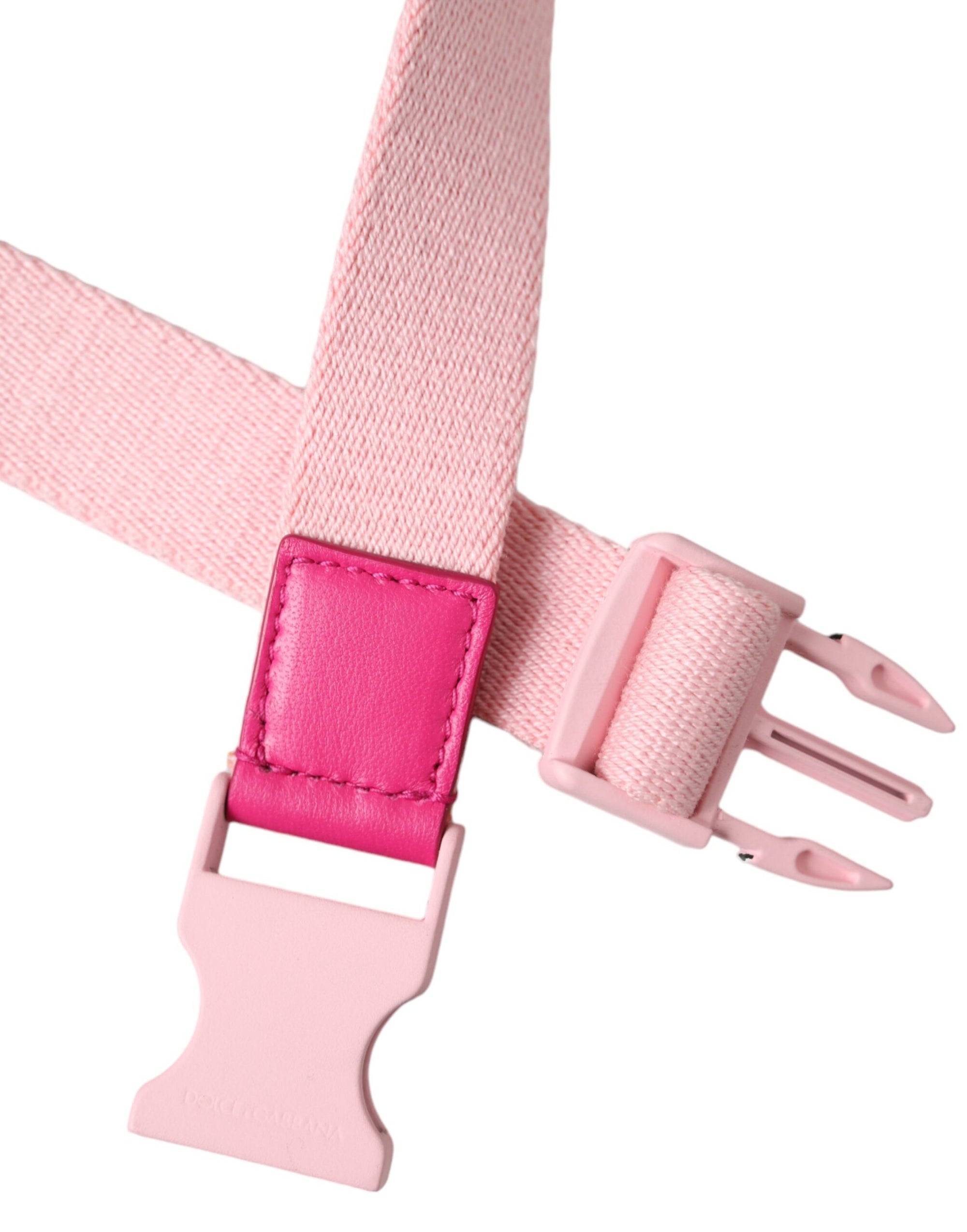 Dolce & Gabbana Pink Canvas Stretch Plastic Buckle Women Belt - Maison Luxe