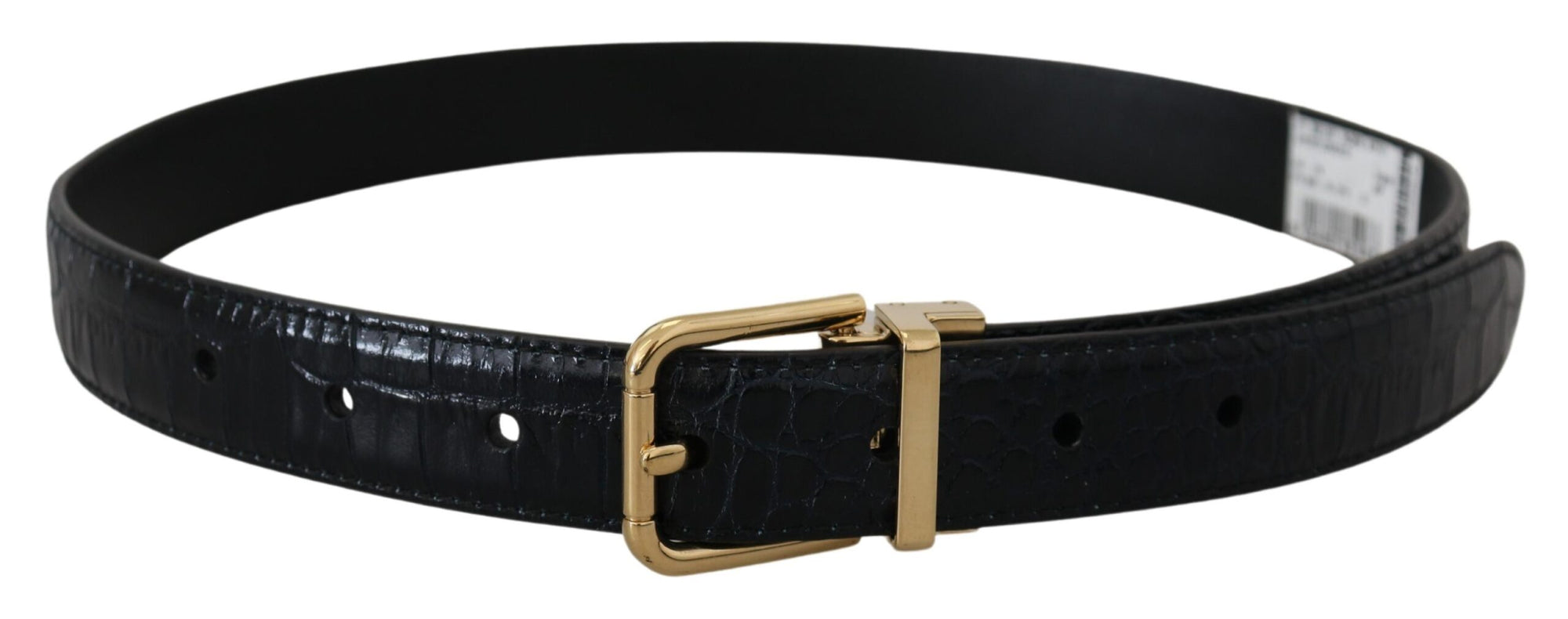 Dolce & Gabbana Black Exotic Leather Gold Metal Buckle Belt - Maison Luxe