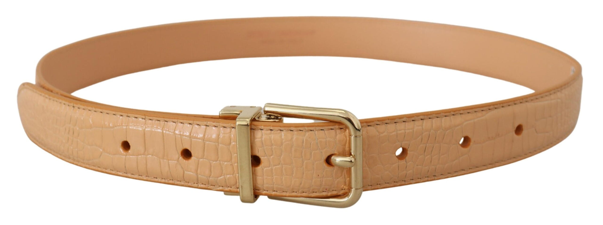 Dolce & Gabbana Beige Exotic Leather Gold Metal Buckle Belt - Maison Luxe