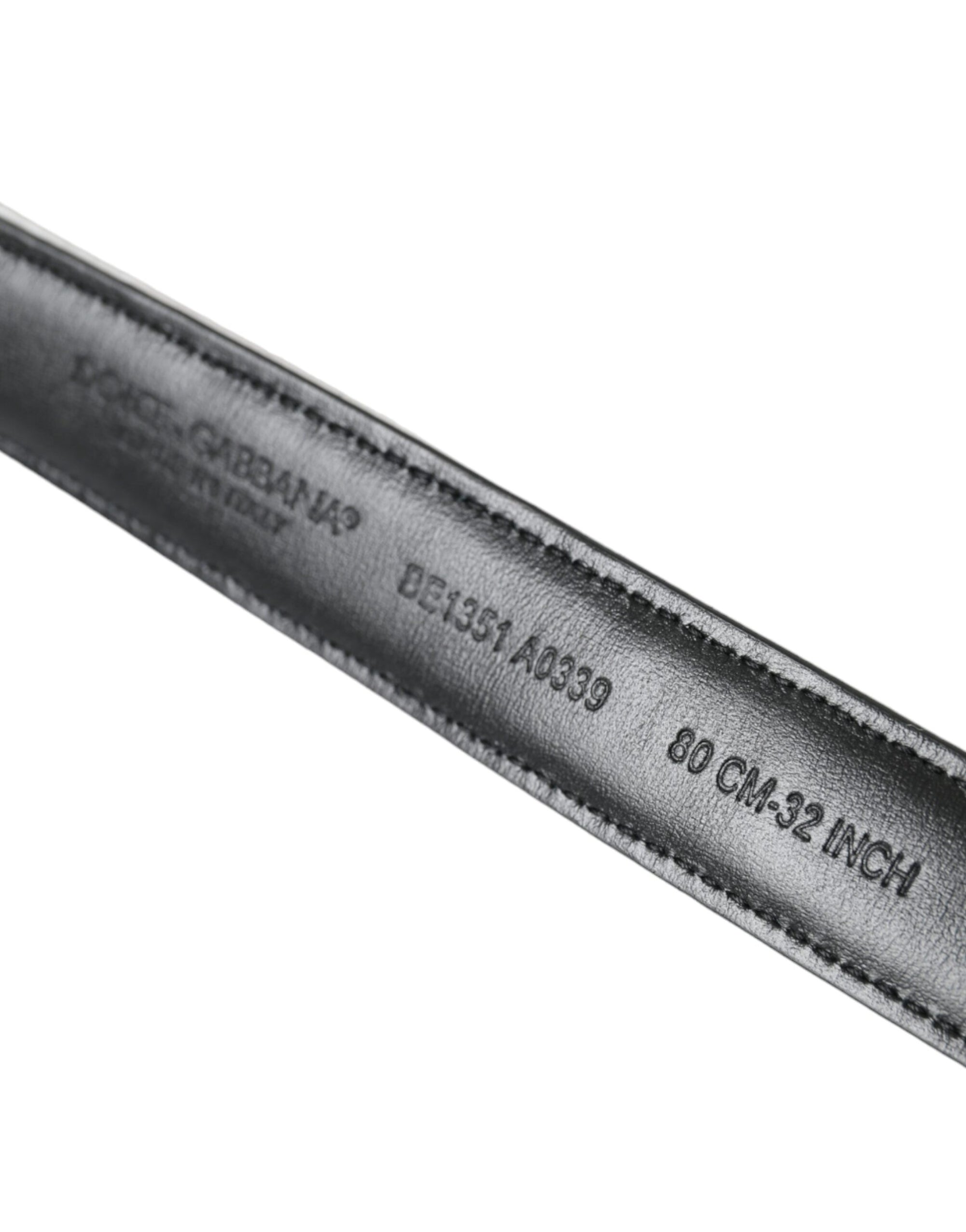 Dolce & Gabbana Black White Patchwork Gold Metal Buckle Belt - Maison Luxe