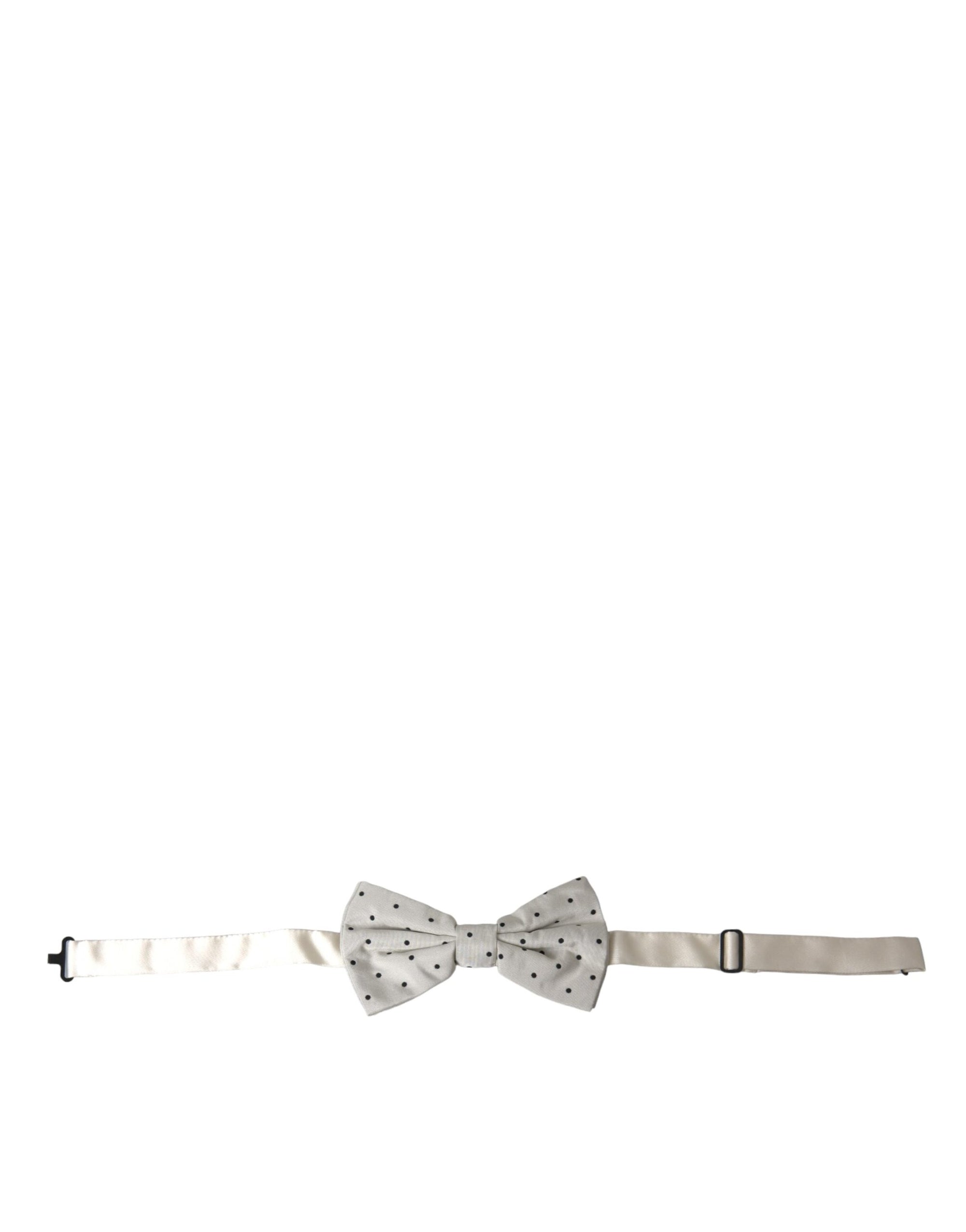 Dolce & Gabbana White Black Polka Dot Polyester Bow Tie Men - Maison Luxe