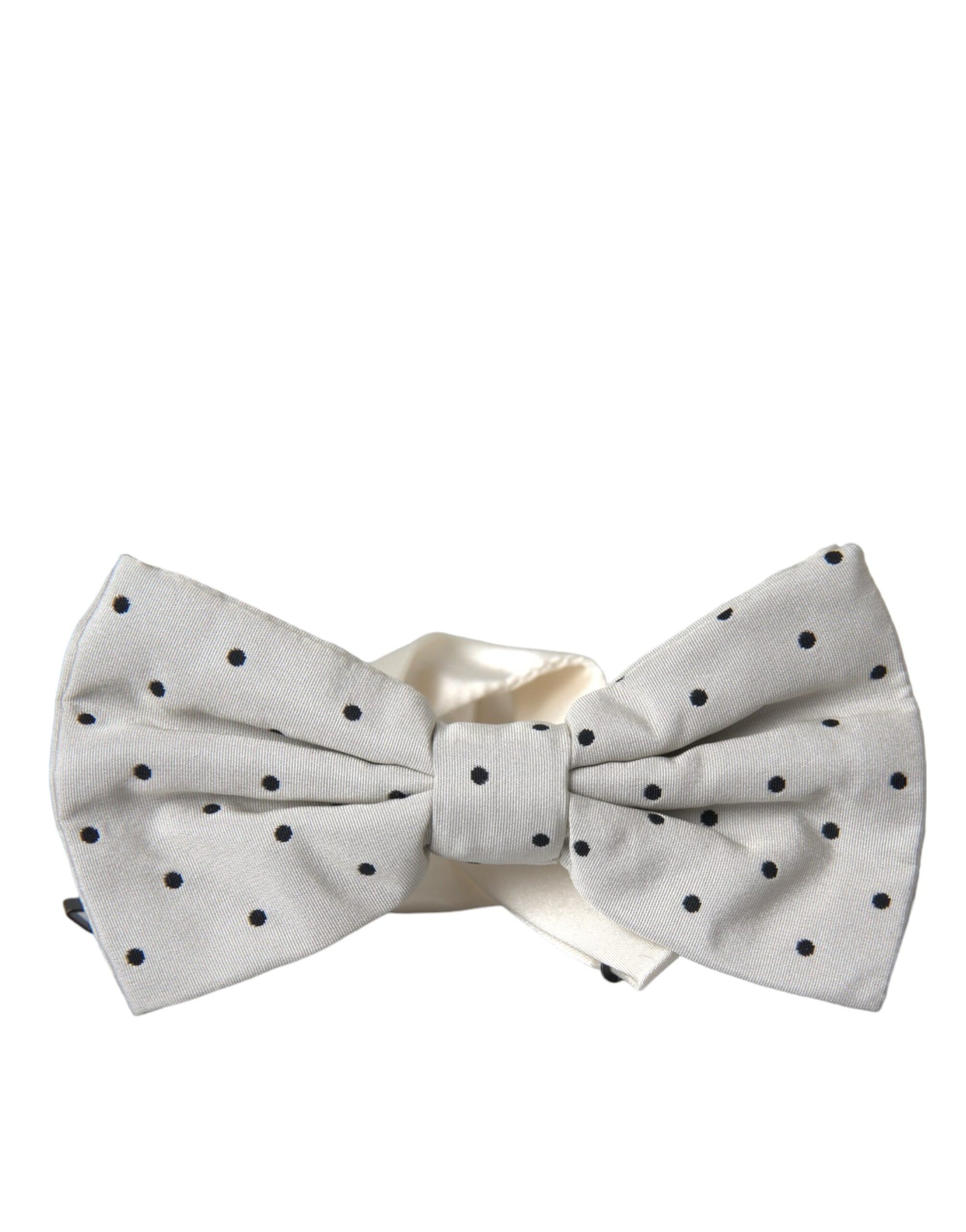 Dolce & Gabbana White Black Polka Dot Polyester Bow Tie Men - Maison Luxe